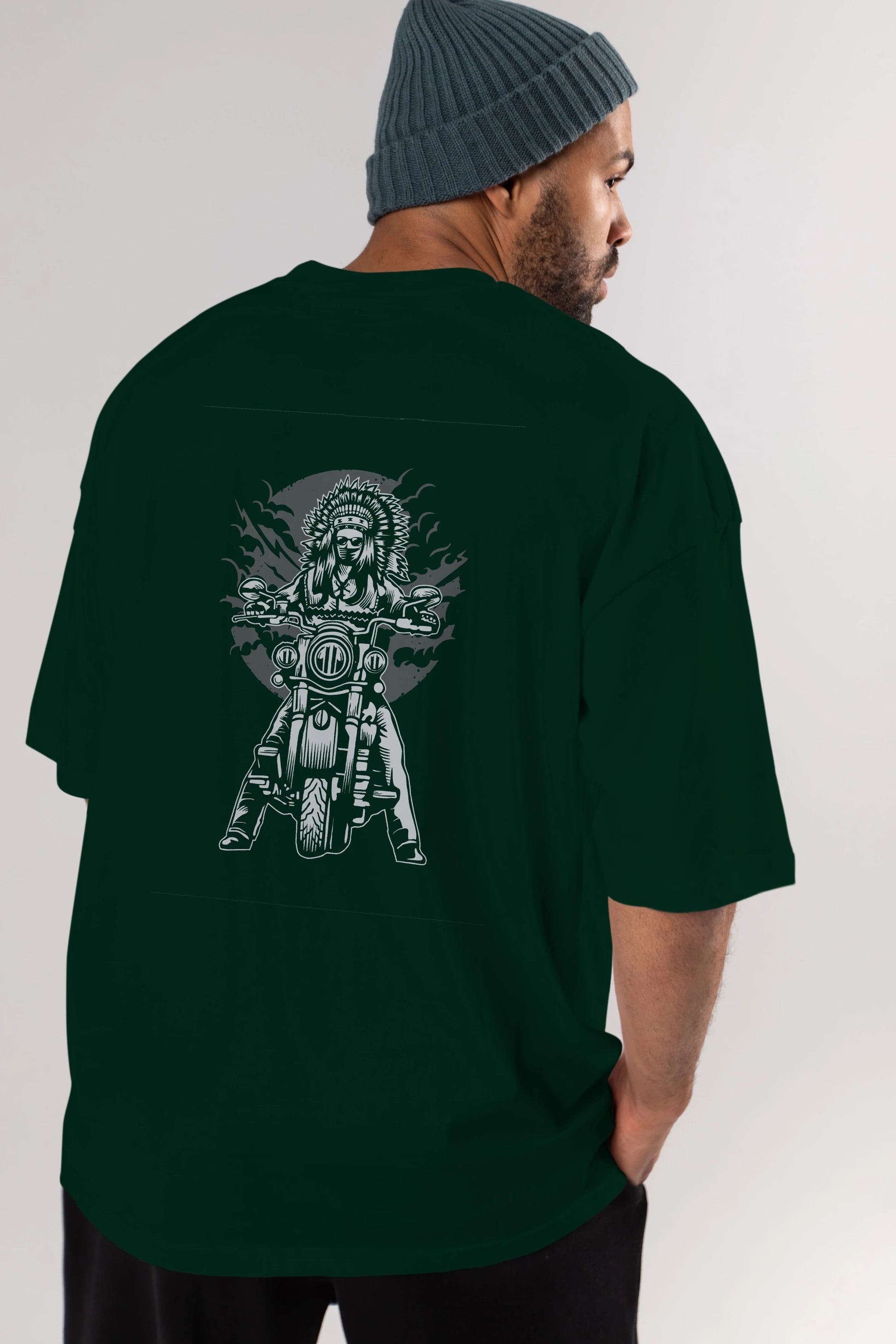 Indian Chief Motorcycle Arka Baskılı Oversize t-shirt Erkek Kadın Unisex %100 Pamuk