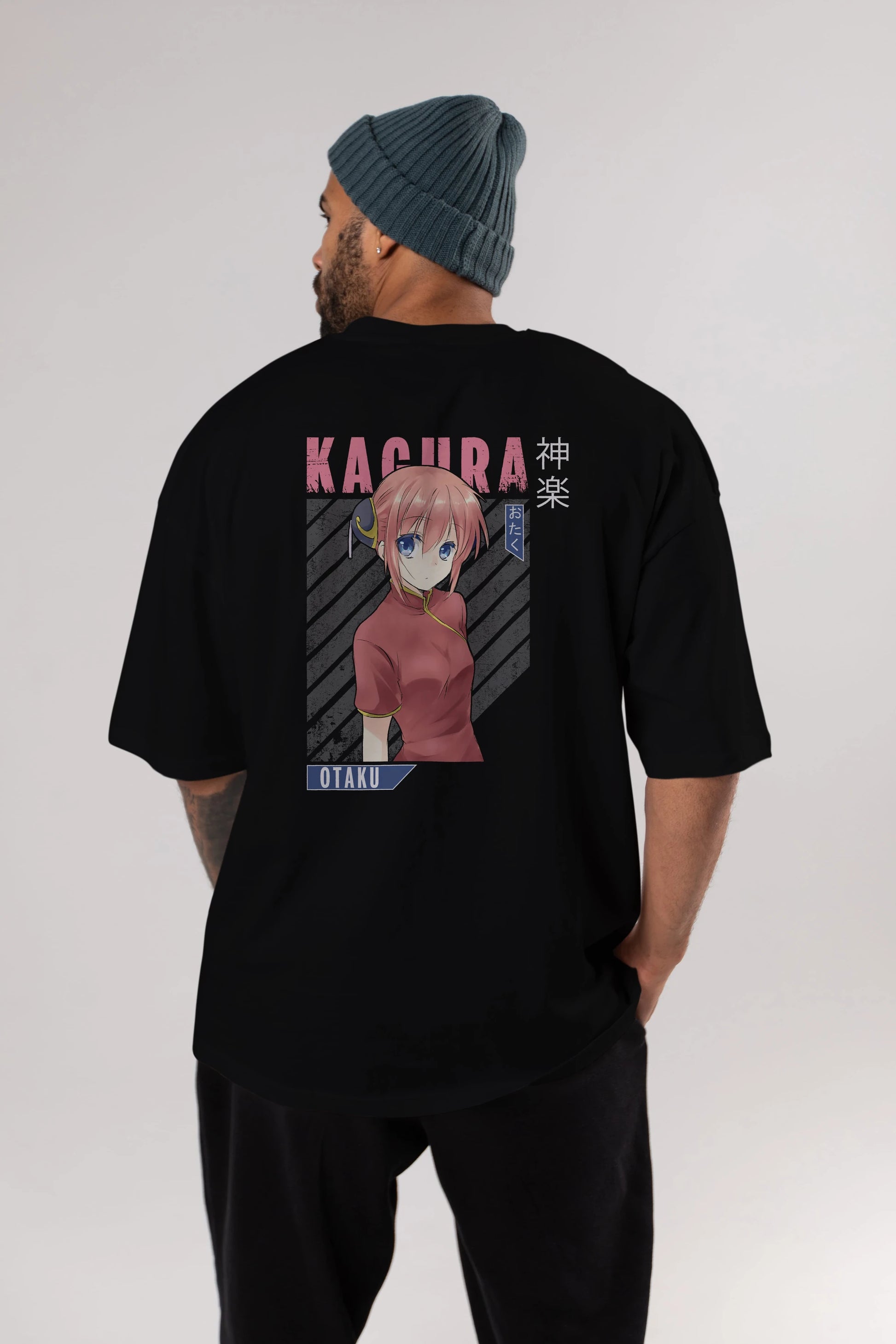 Kagura GINTAMA Anime Arka Baskılı Oversize t-shirt Erkek Kadın Unisex