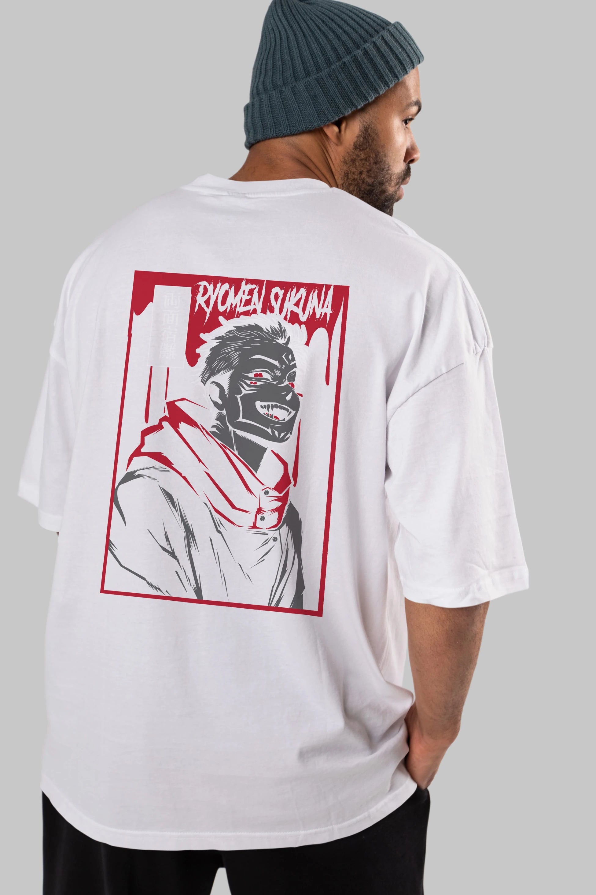SUKUNA Anime Arka Baskılı Oversize t-shirt Erkek Kadın Unisex