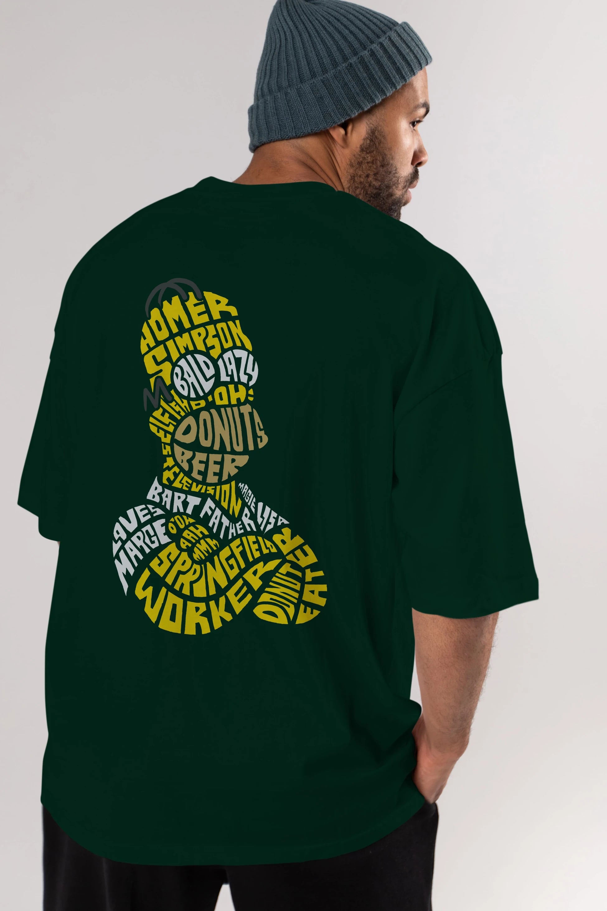 Homer Simpson Arka Baskılı Oversize t-shirt %100 pamuk Erkek Kadın Unisex