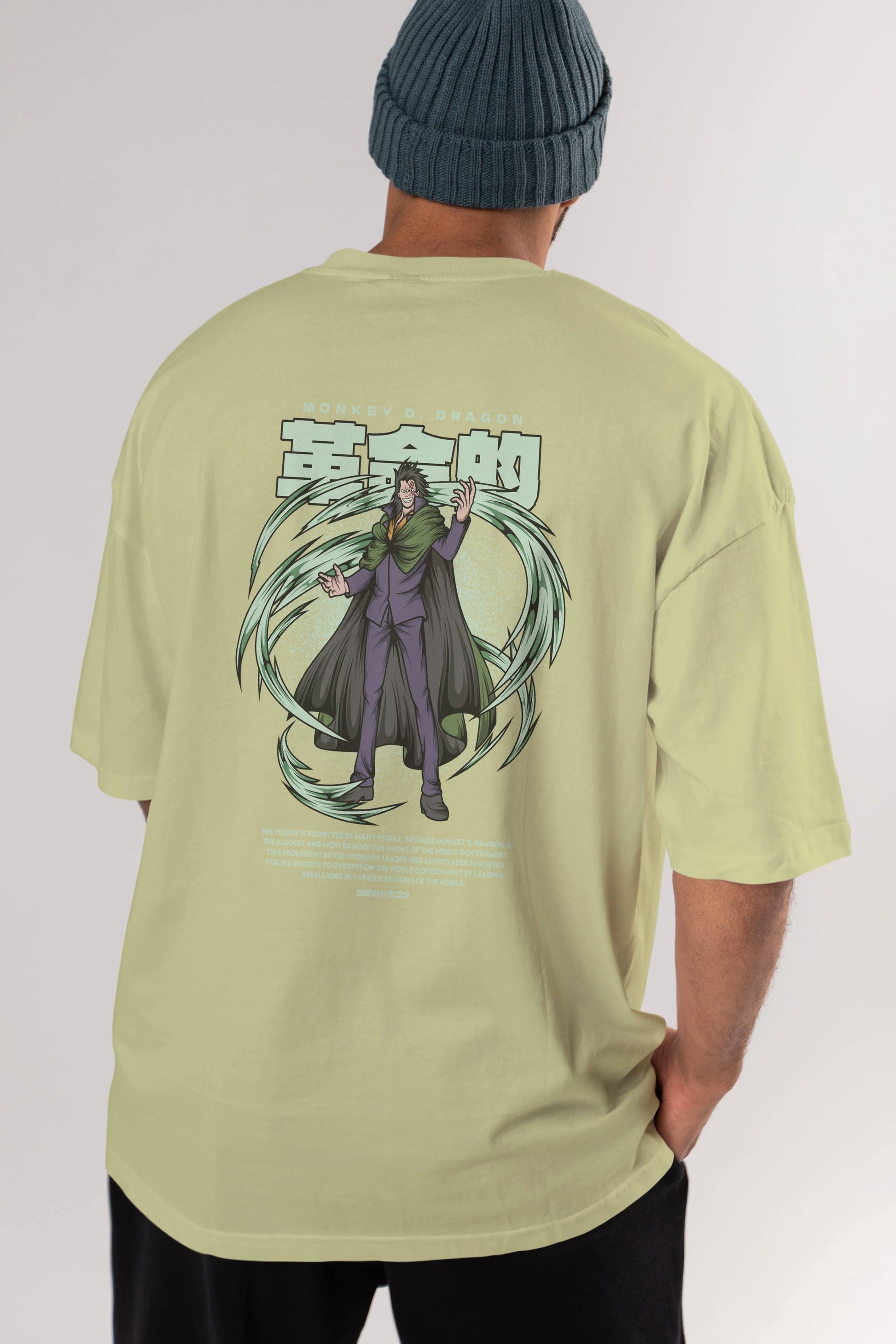 Monkey D. Dragon Anime Arka Baskılı Oversize t-shirt Erkek Kadın Unisex