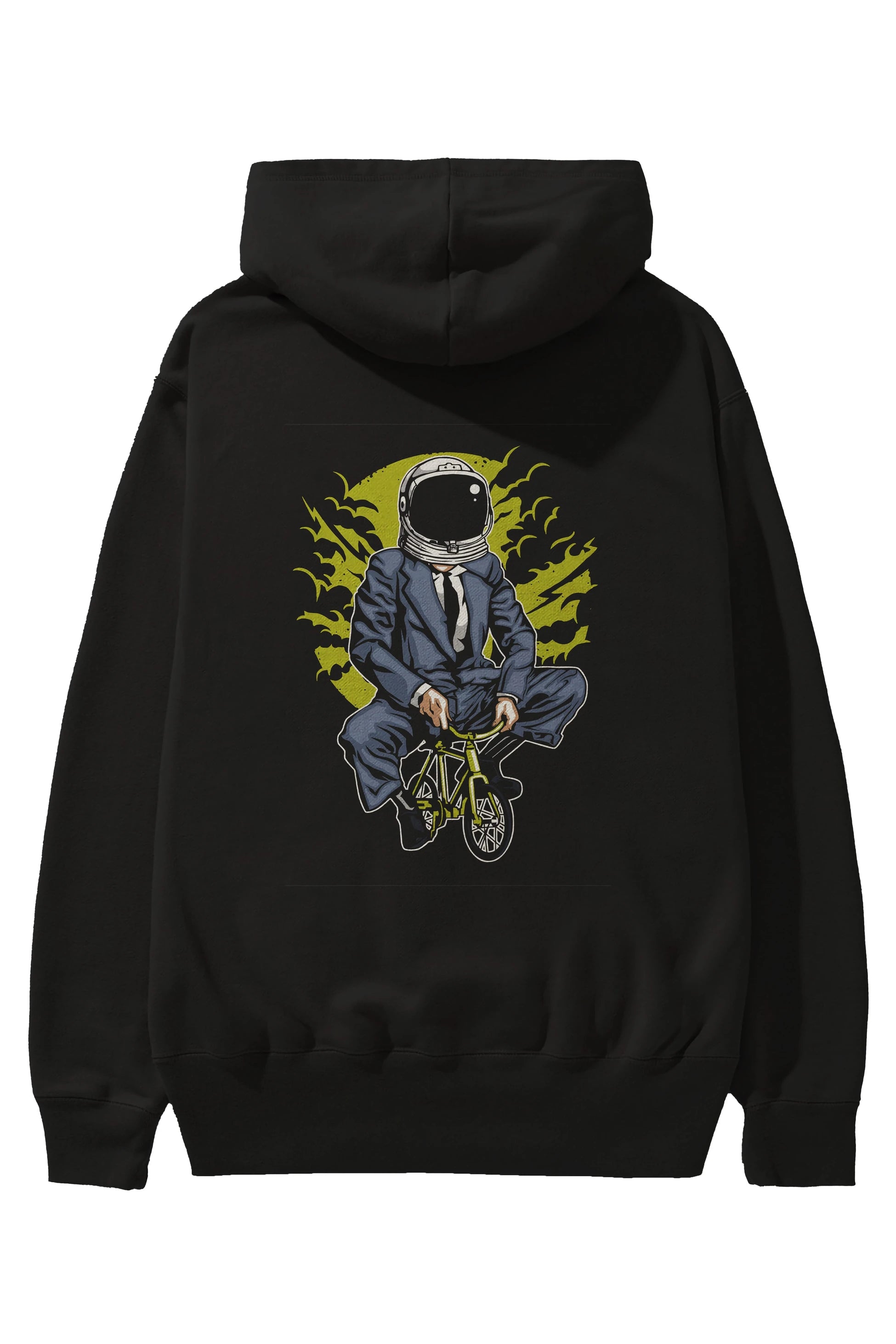 Bike To The Moon Arka Baskılı Hoodie Oversize Kapüşonlu Sweatshirt Erkek Kadın Unisex