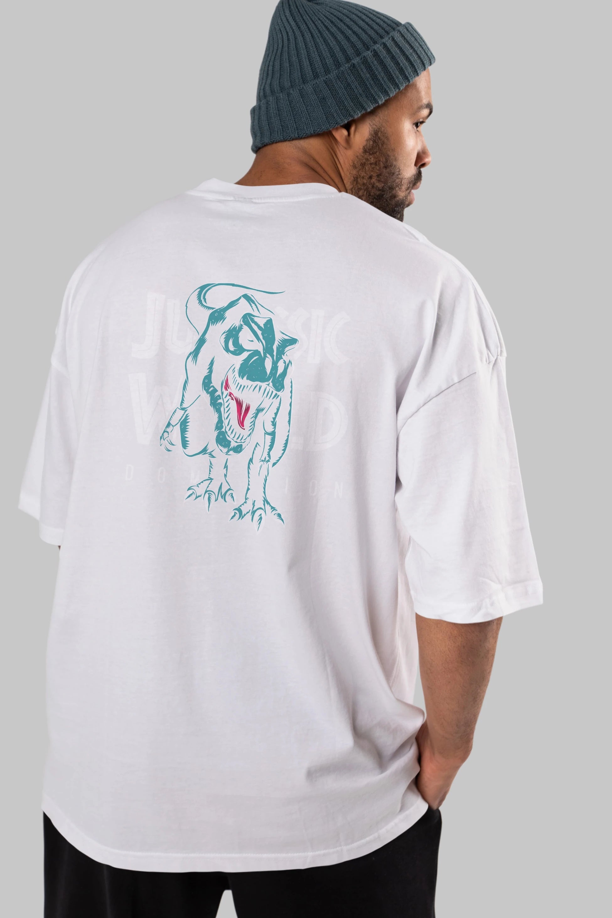 Jurassic Park (1) Arka Baskılı Oversize t-shirt Erkek Kadın Unisex %100 Pamuk Bisiklet Yaka tişort