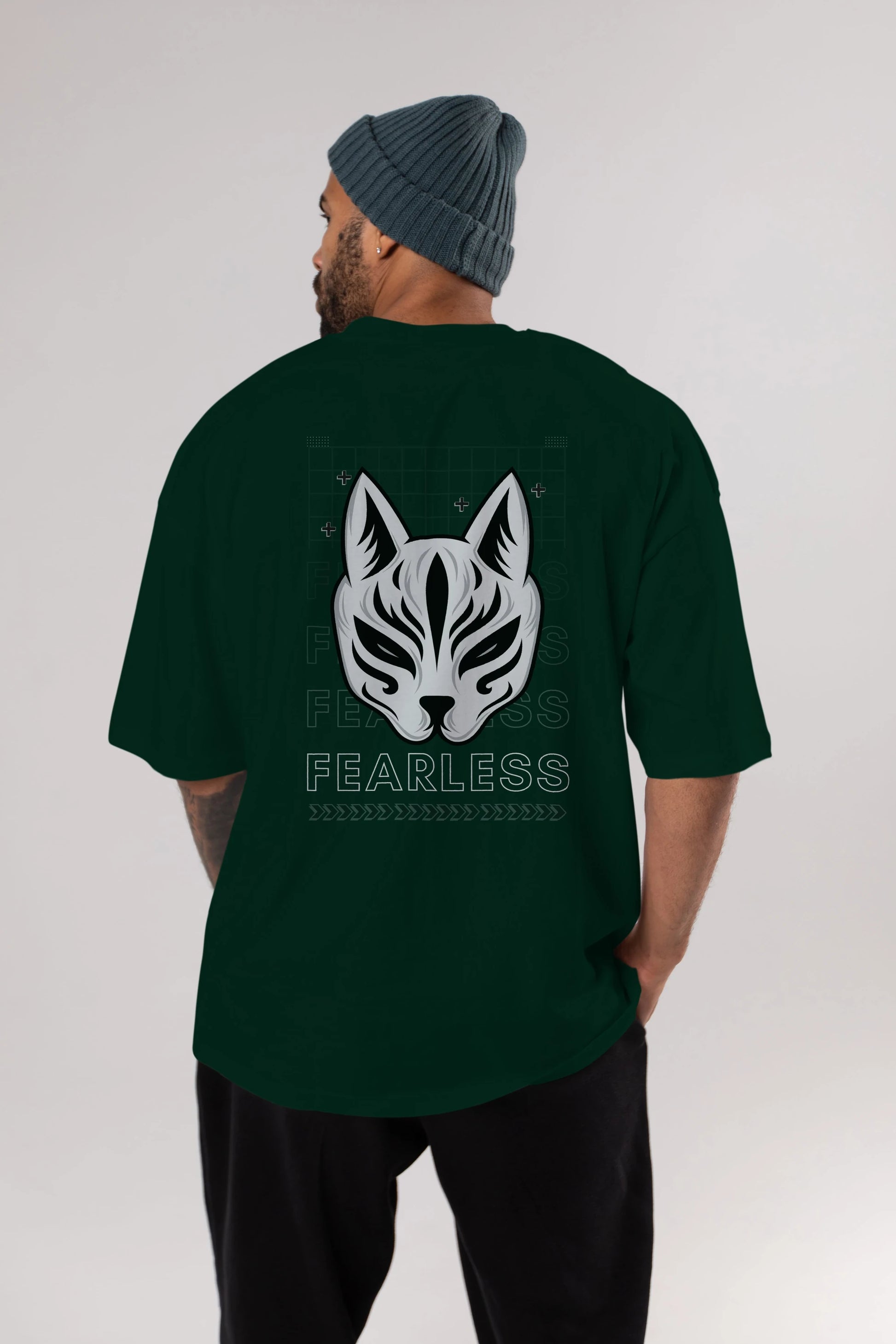 Fearless Yazılı Arka Baskılı Oversize t-shirt Erkek Kadın Unisex