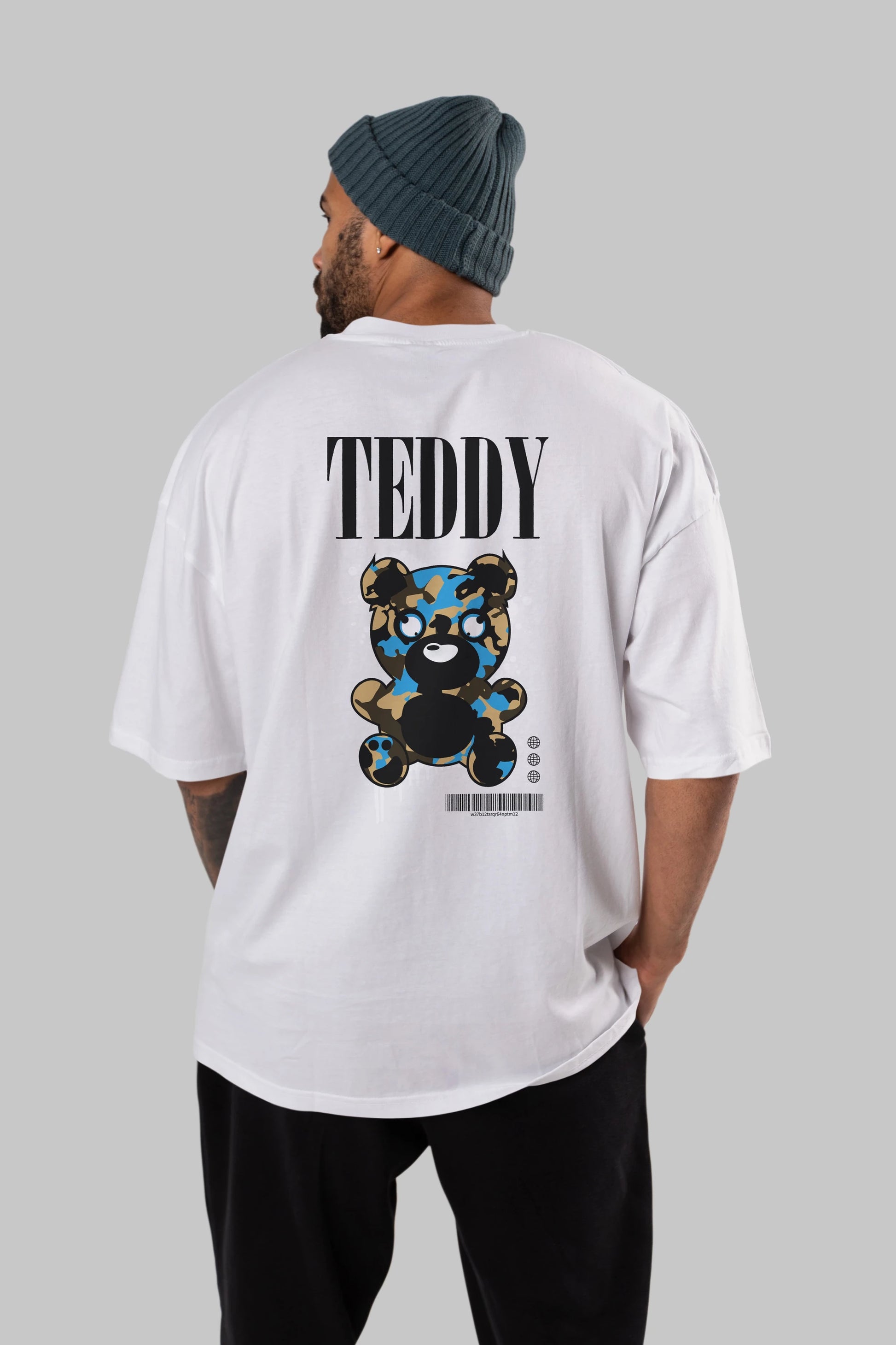 Teddy Bear Streetwear Arka Baskılı Oversize t-shirt Erkek Kadın Unisex