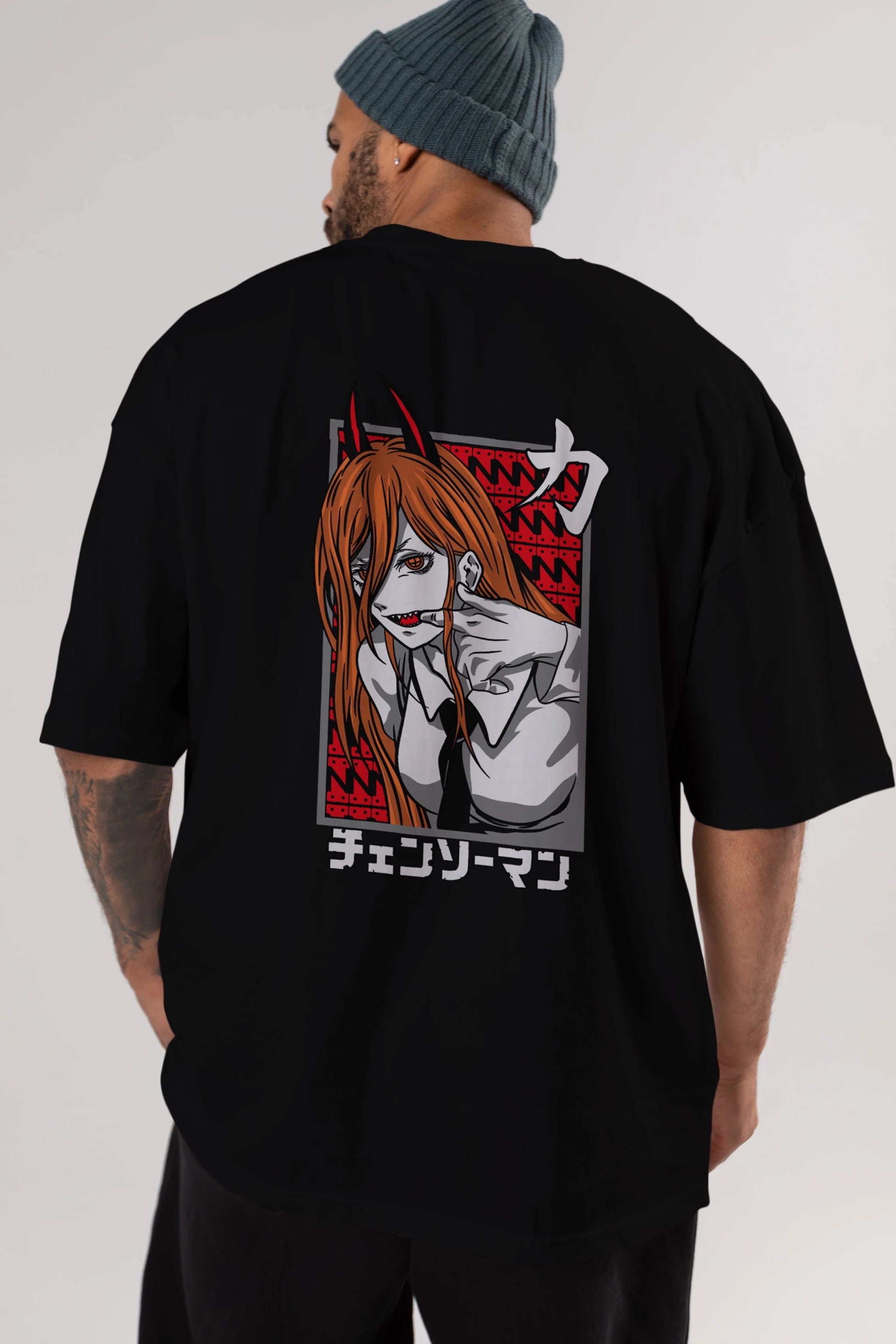 CHAINSAWMAN POWER Anime Arka Baskılı Oversize t-shirt Erkek Kadın Unisex