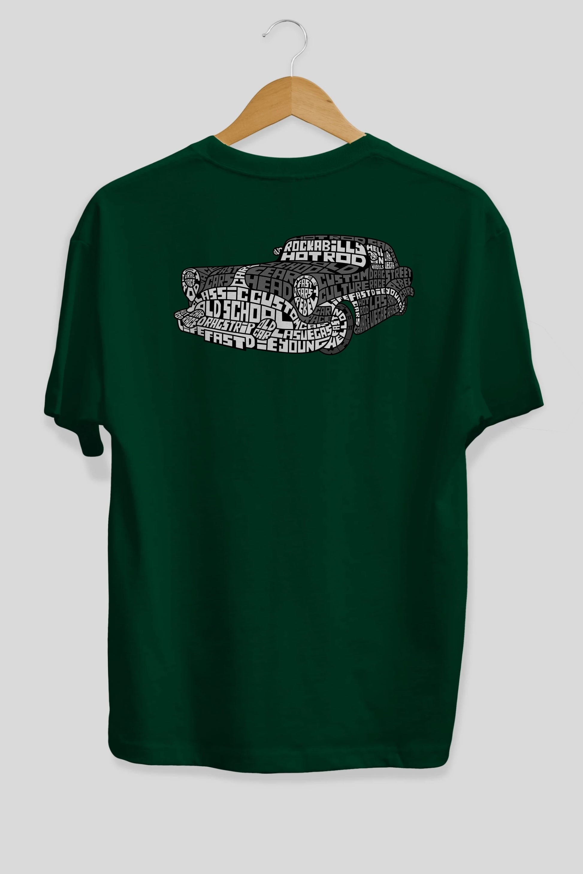 Hotrod Arka Baskılı Oversize t-shirt %100 pamuk Erkek Kadın Unisex