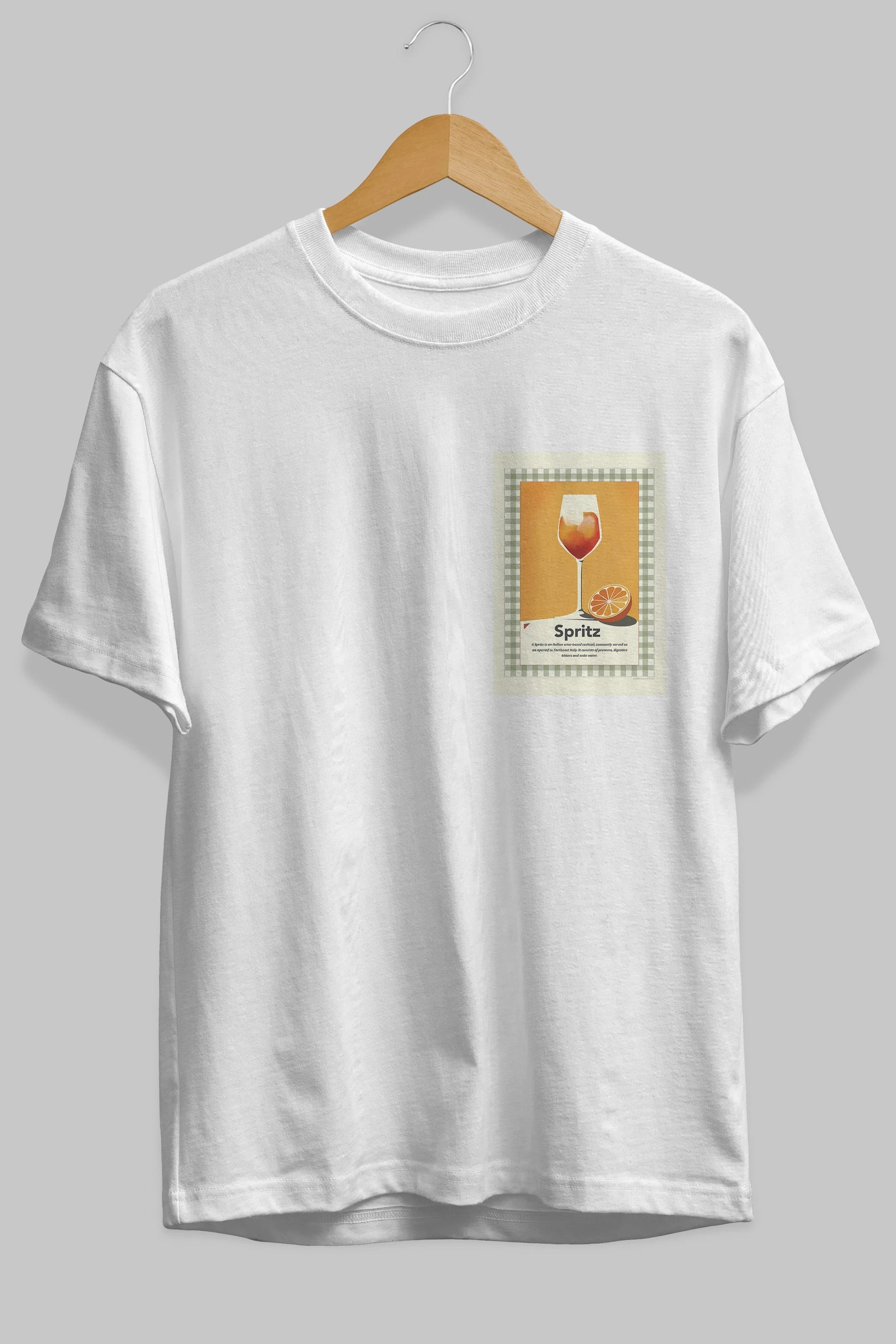 Aperol Spritz 5 Ön Sol Baskılı Oversize t-shirt Erkek Kadın Unisex %100 Pamuk Bisiklet Yaka tişort