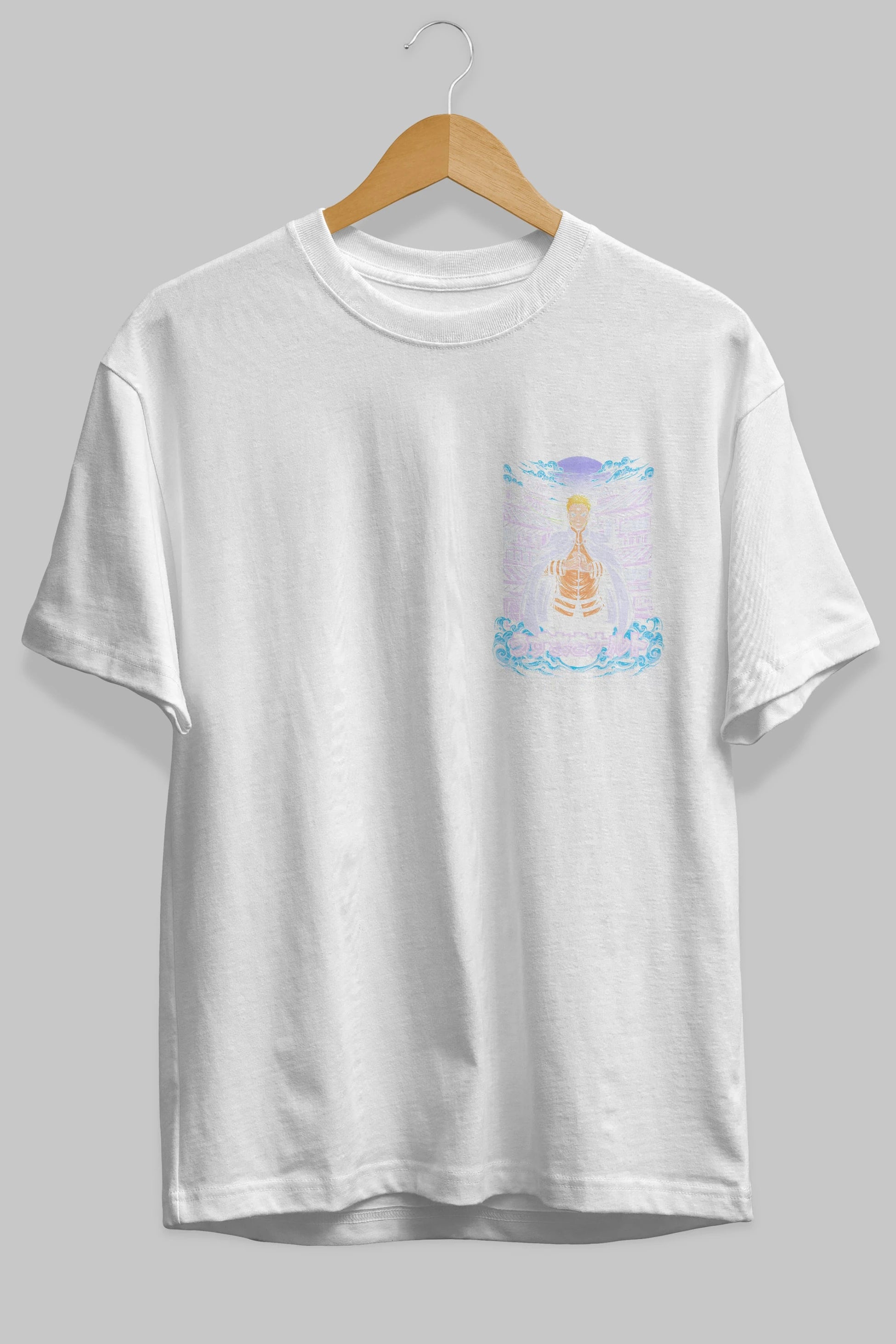 NARUTO (8) Ön Sol Baskılı Oversize t-shirt Erkek Kadın Unisex %100 Pamuk Bisiklet Yaka tişort