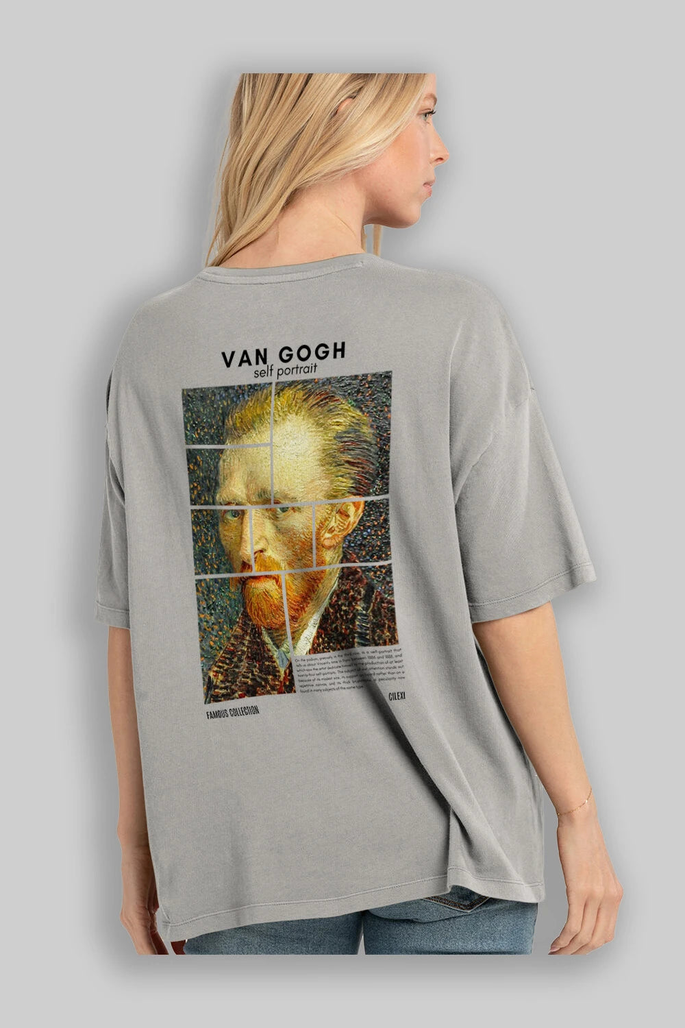 Van Gogh Self Portrait Arka Baskılı Oversize t-shirt Erkek Kadın Bisiklet Yaka Pamuk tişort
