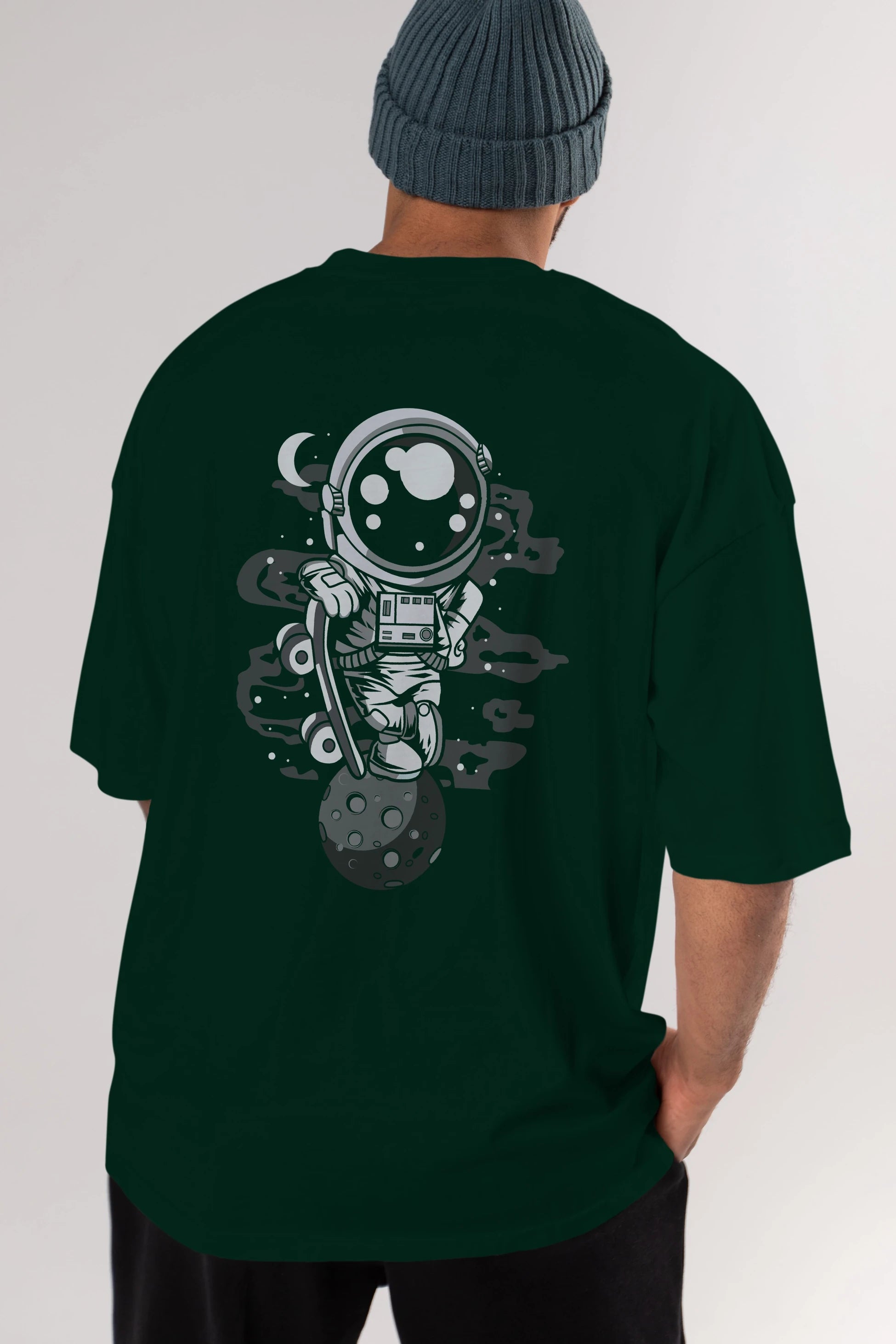 Astronaut Skater Boy Arka Baskılı Oversize t-shirt Erkek Kadın Unisex