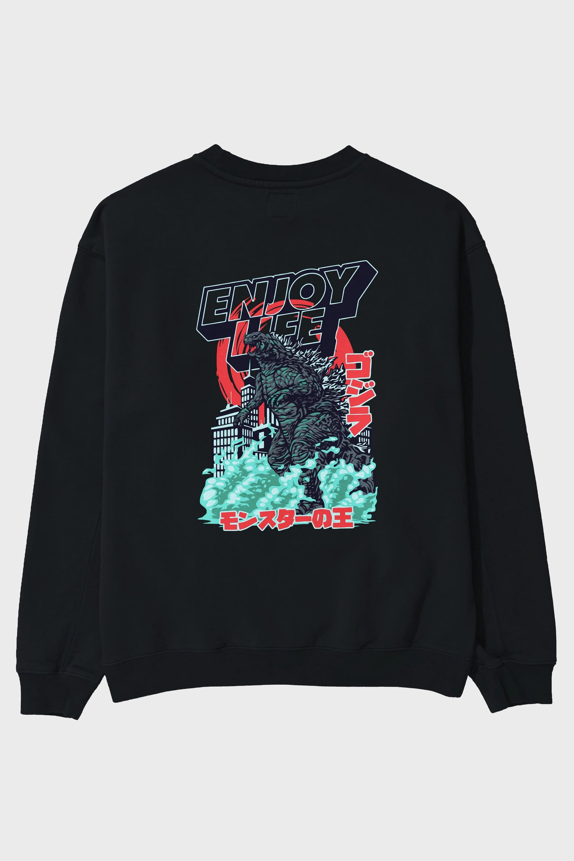 Godzilla Arka Baskılı Oversize Sweatshirt Erkek Kadın Unisex
