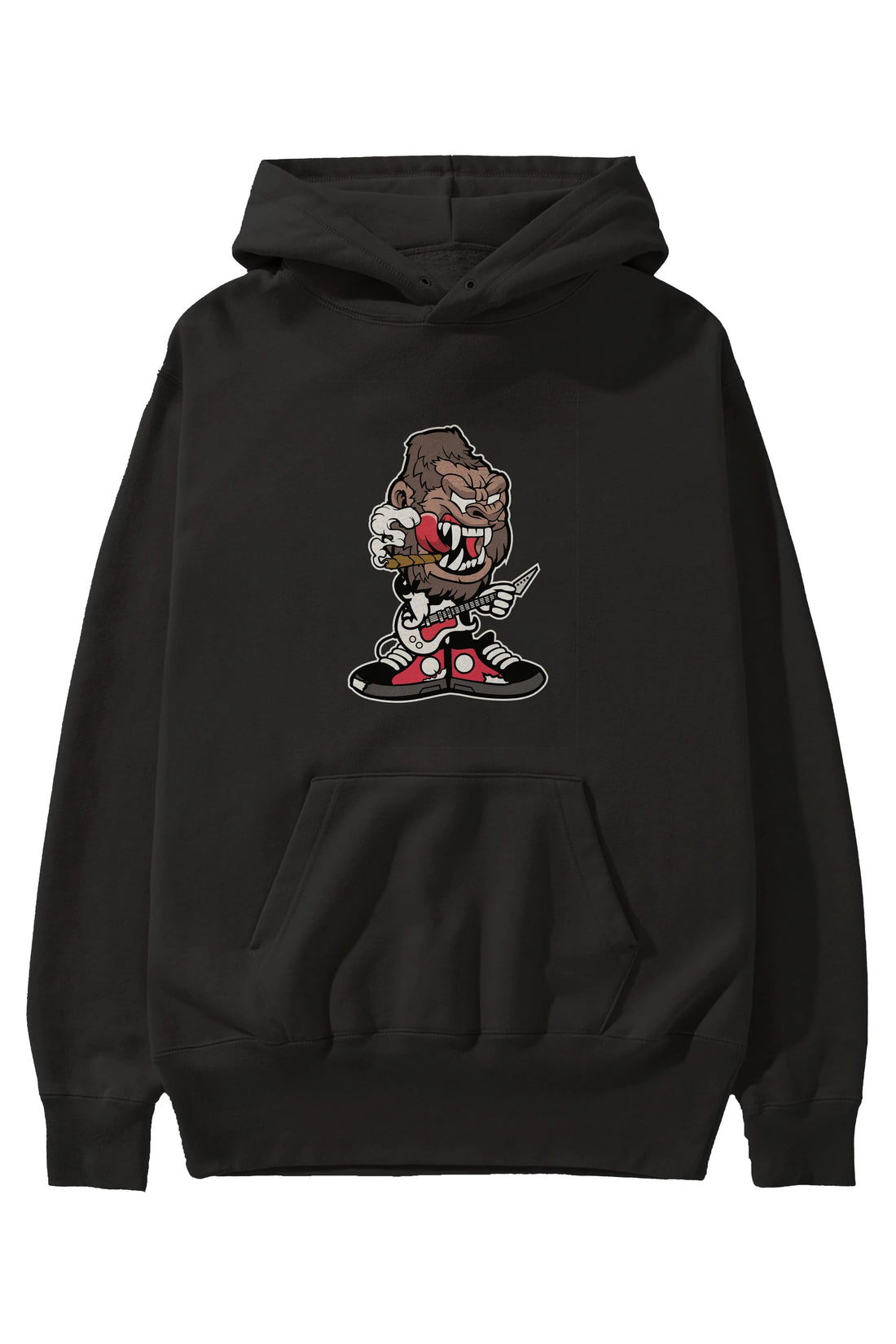 Gorilla Rock Star Ön Baskılı Hoodie Oversize Kapüşonlu Sweatshirt Erkek Kadın Unisex