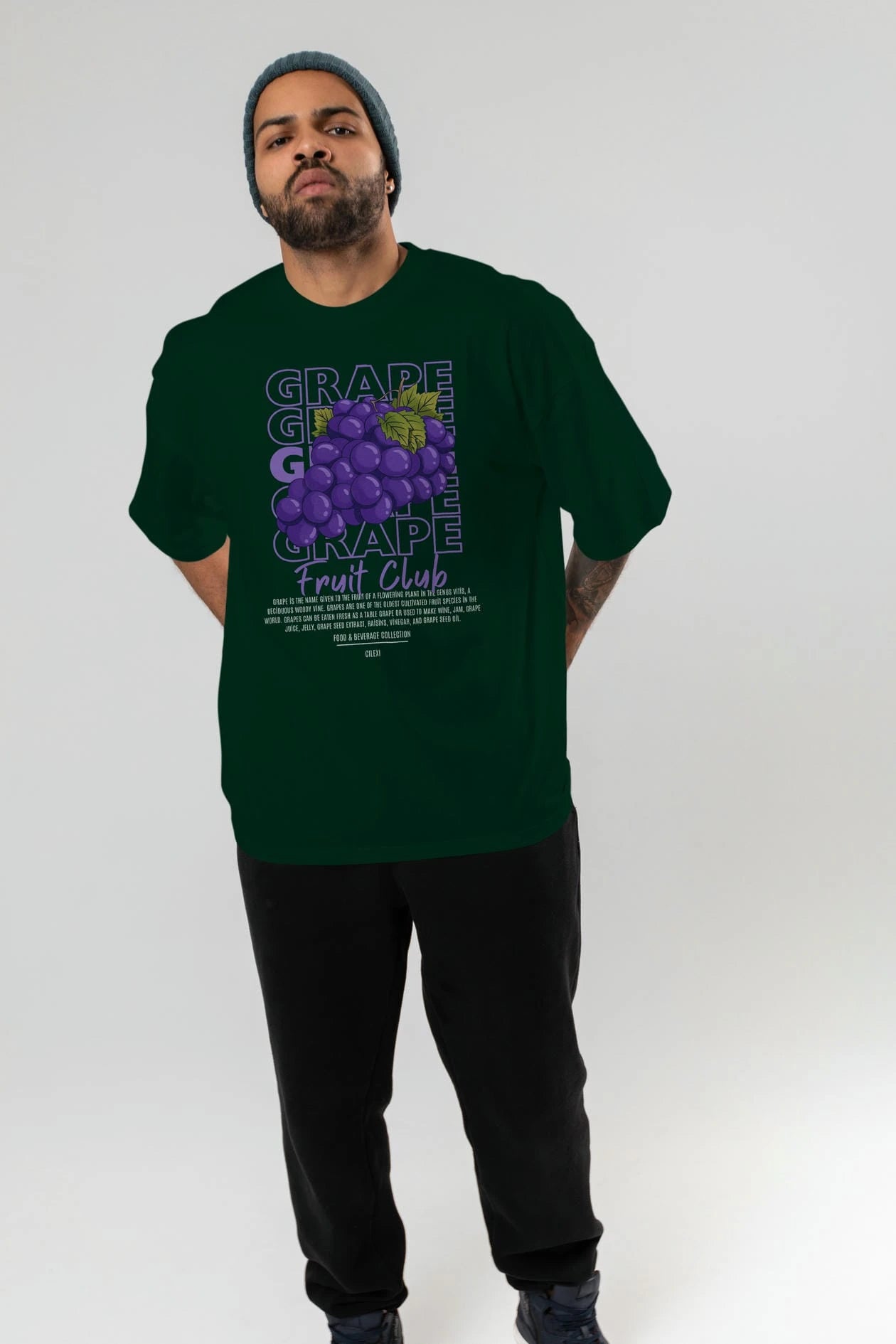 Grape Ön Baskılı Oversize t-shirt Erkek Kadın Pamuk Bisiklet Yaka tişort