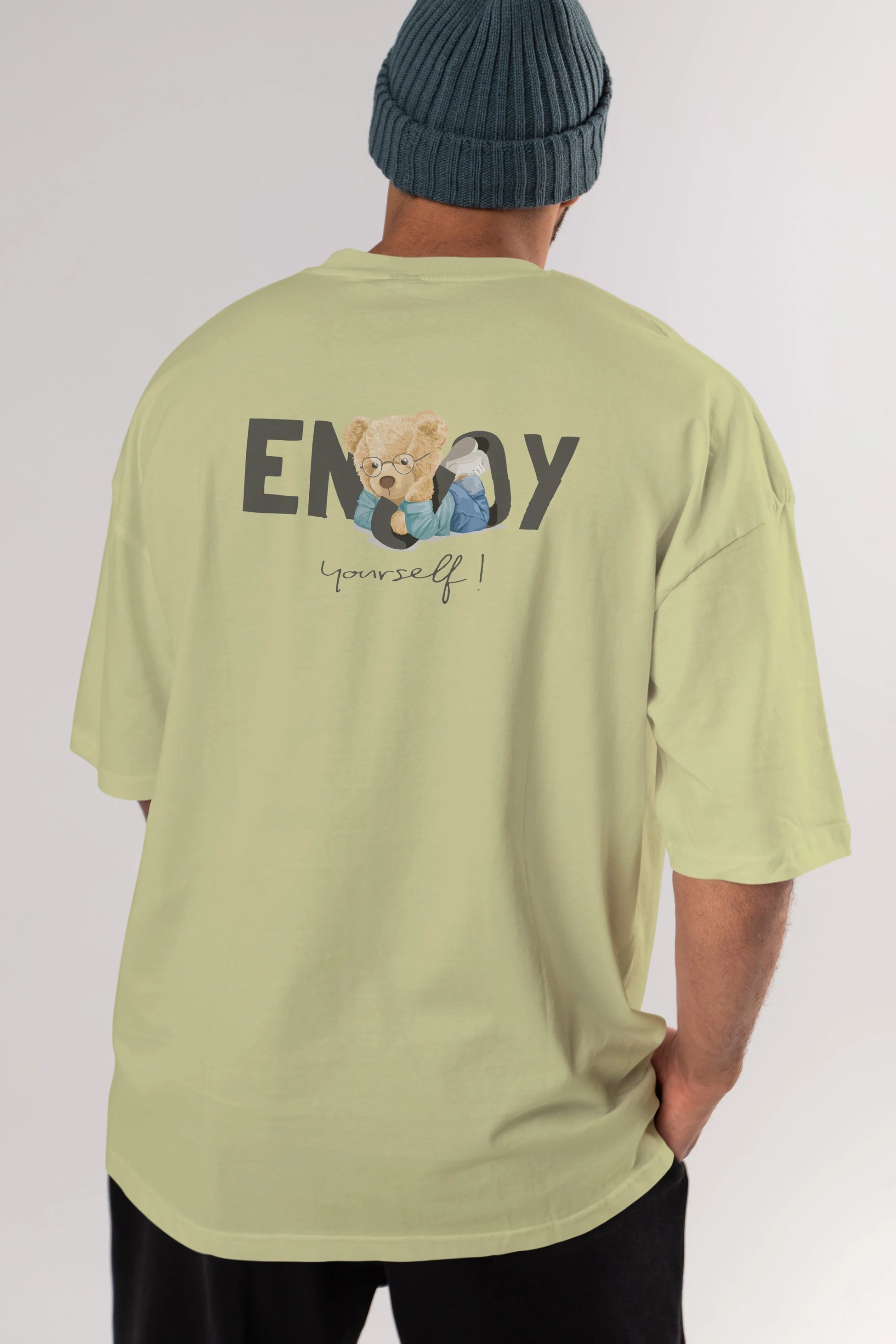 Teddy Bear Yourself Arka Baskılı Oversize t-shirt Erkek Kadın Unisex %100 Pamuk