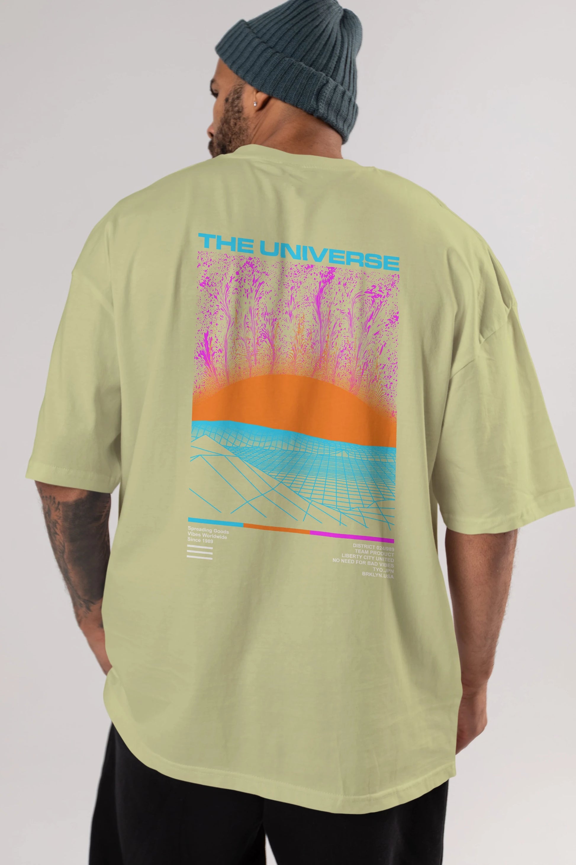 The Universe Arka Baskılı Oversize t-shirt Erkek Kadın Unisex
