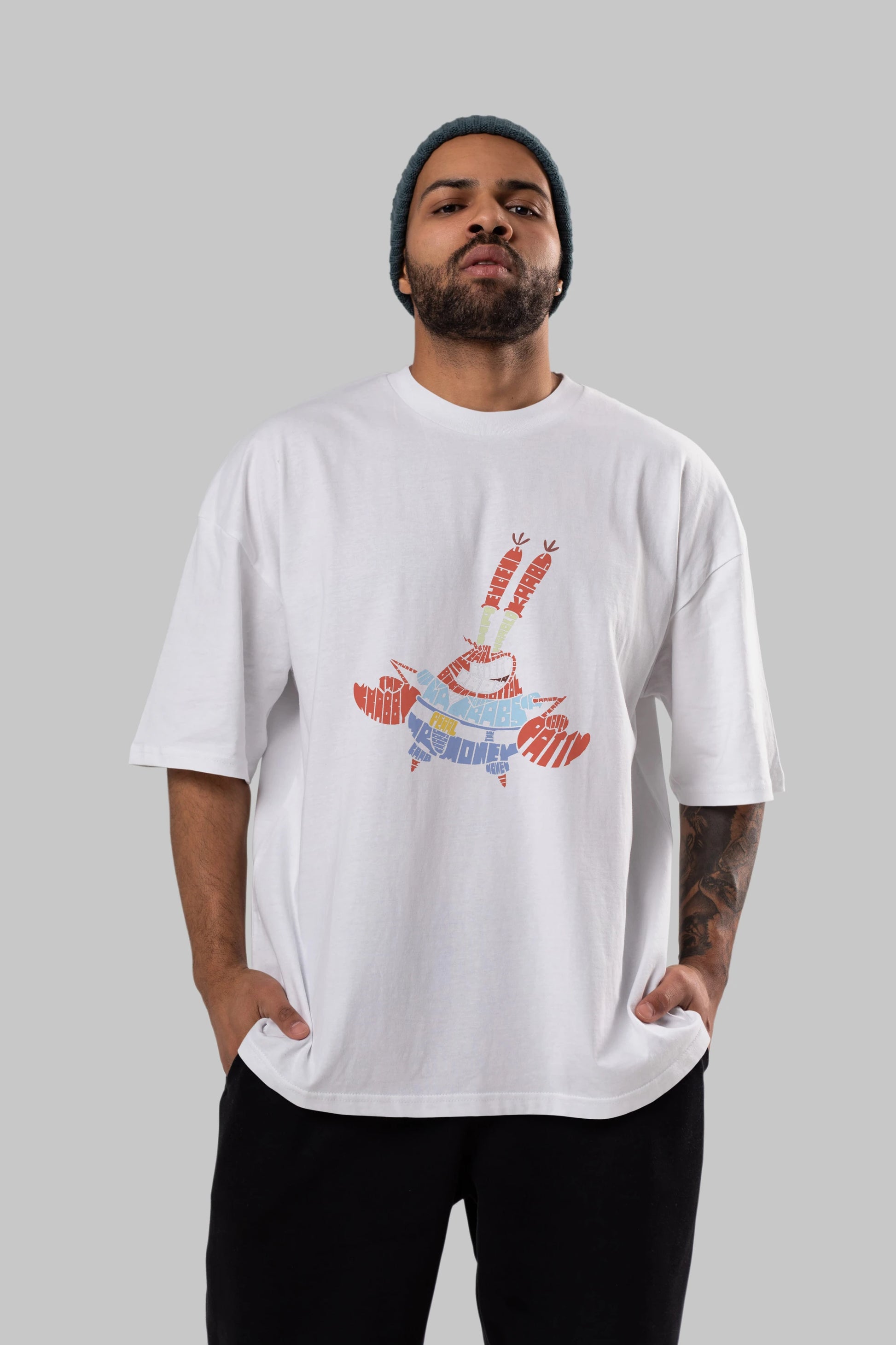 Mr Krabs Ön Baskılı Oversize t-shirt %100 pamuk Erkek Kadın Unisex