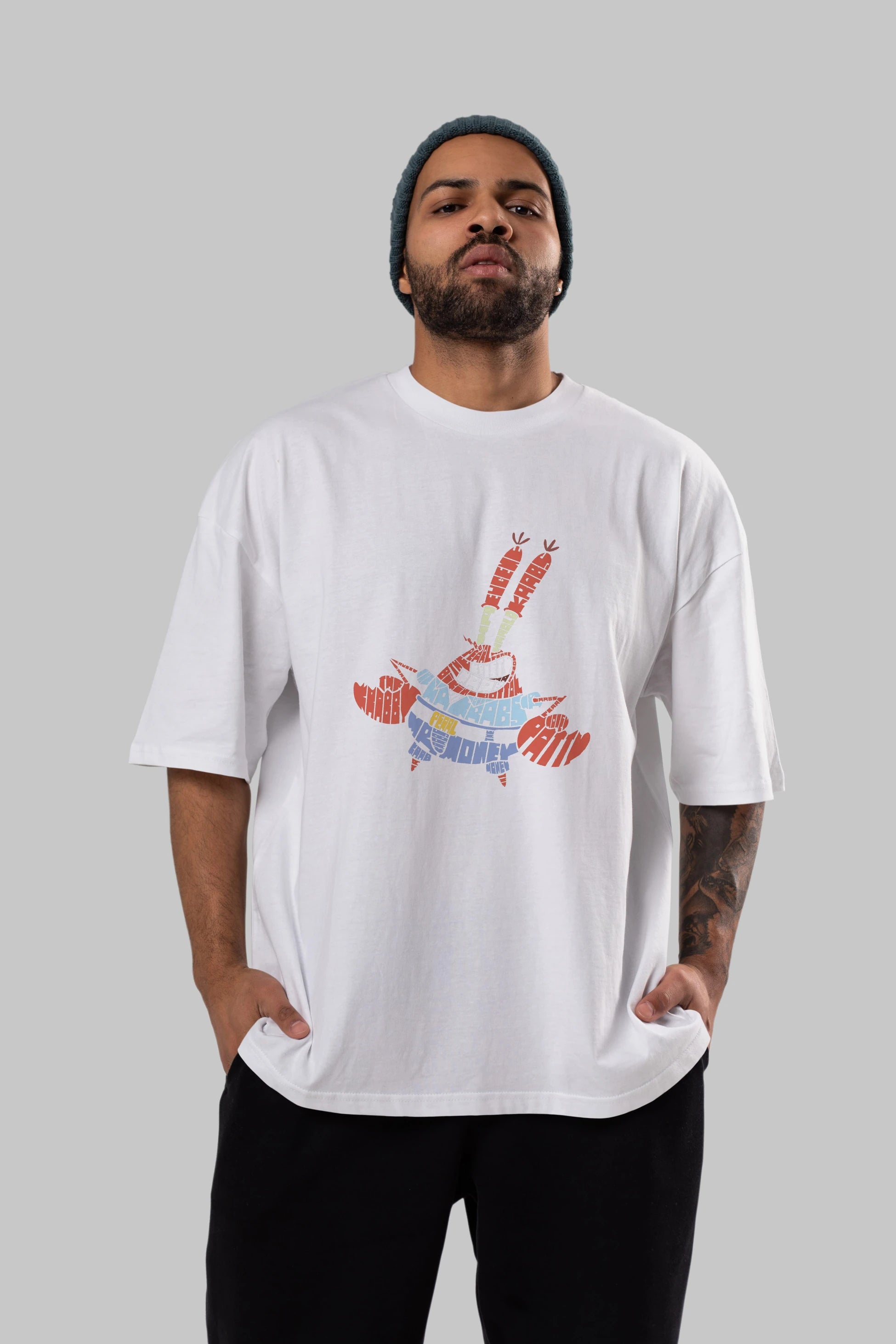 Mr Krabs Ön Baskılı Oversize t-shirt %100 pamuk Erkek Kadın Unisex