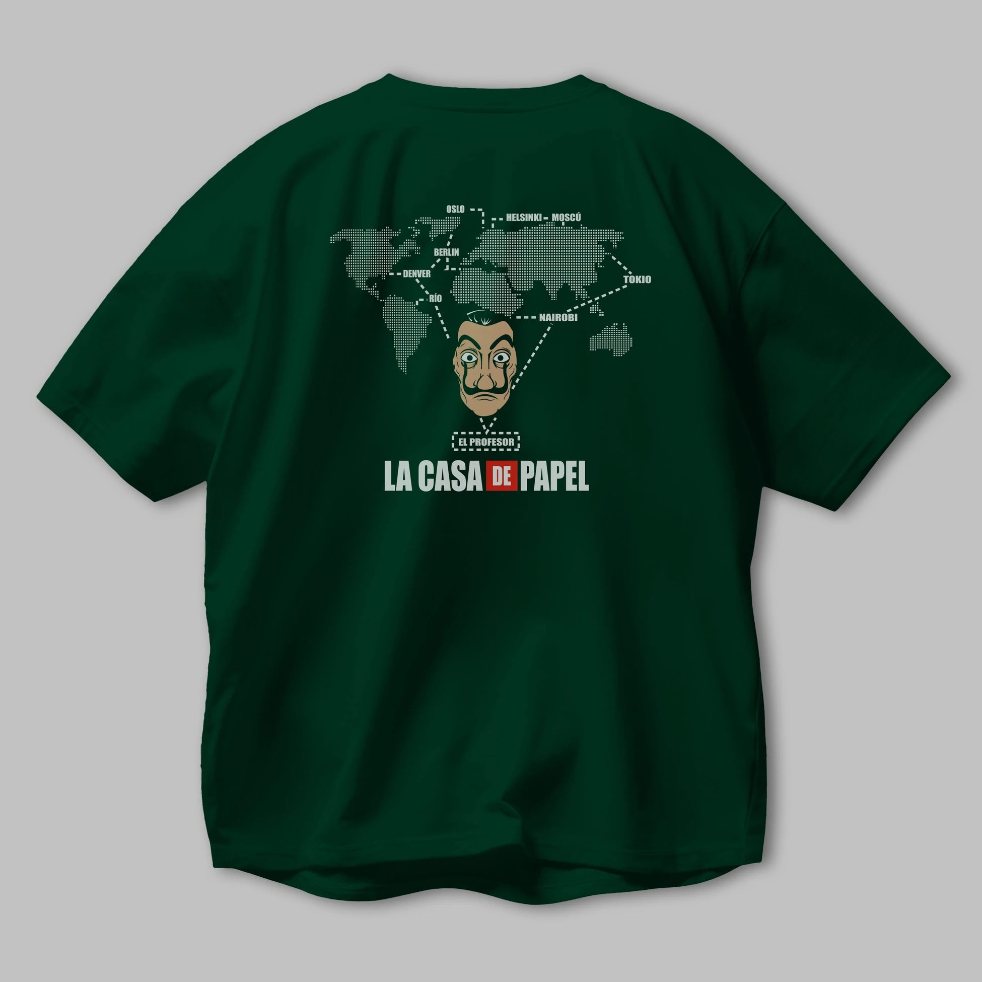 La Casa De Papel Arka Baskılı Oversize t-shirt Erkek Kadın Unisex %100 Pamuk Bisiklet Yaka tişort