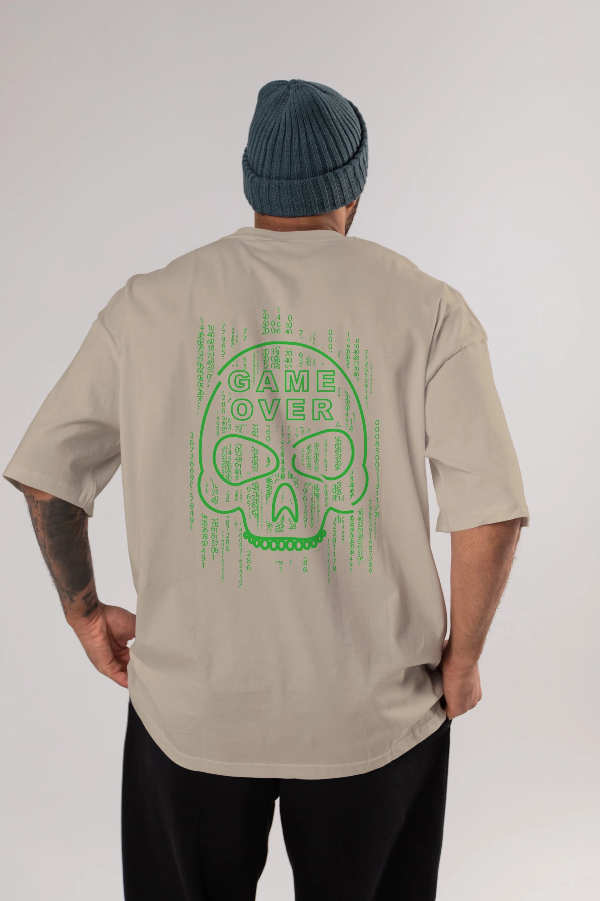 Game Over Arka Baskılı Oversize t-shirt Erkek Kadın Unisex