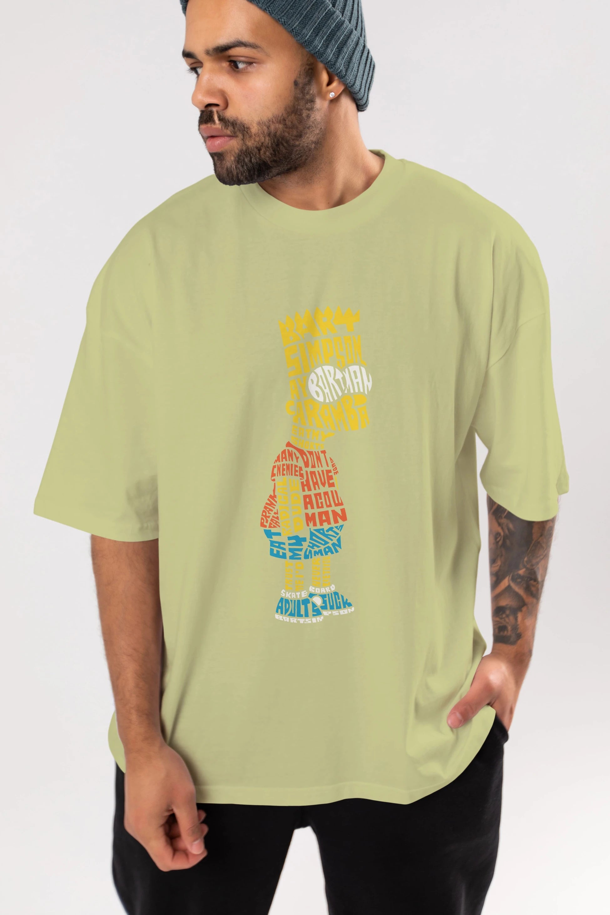 Bart Simpson Ön Baskılı Oversize t-shirt %100 pamuk Erkek Kadın Unisex