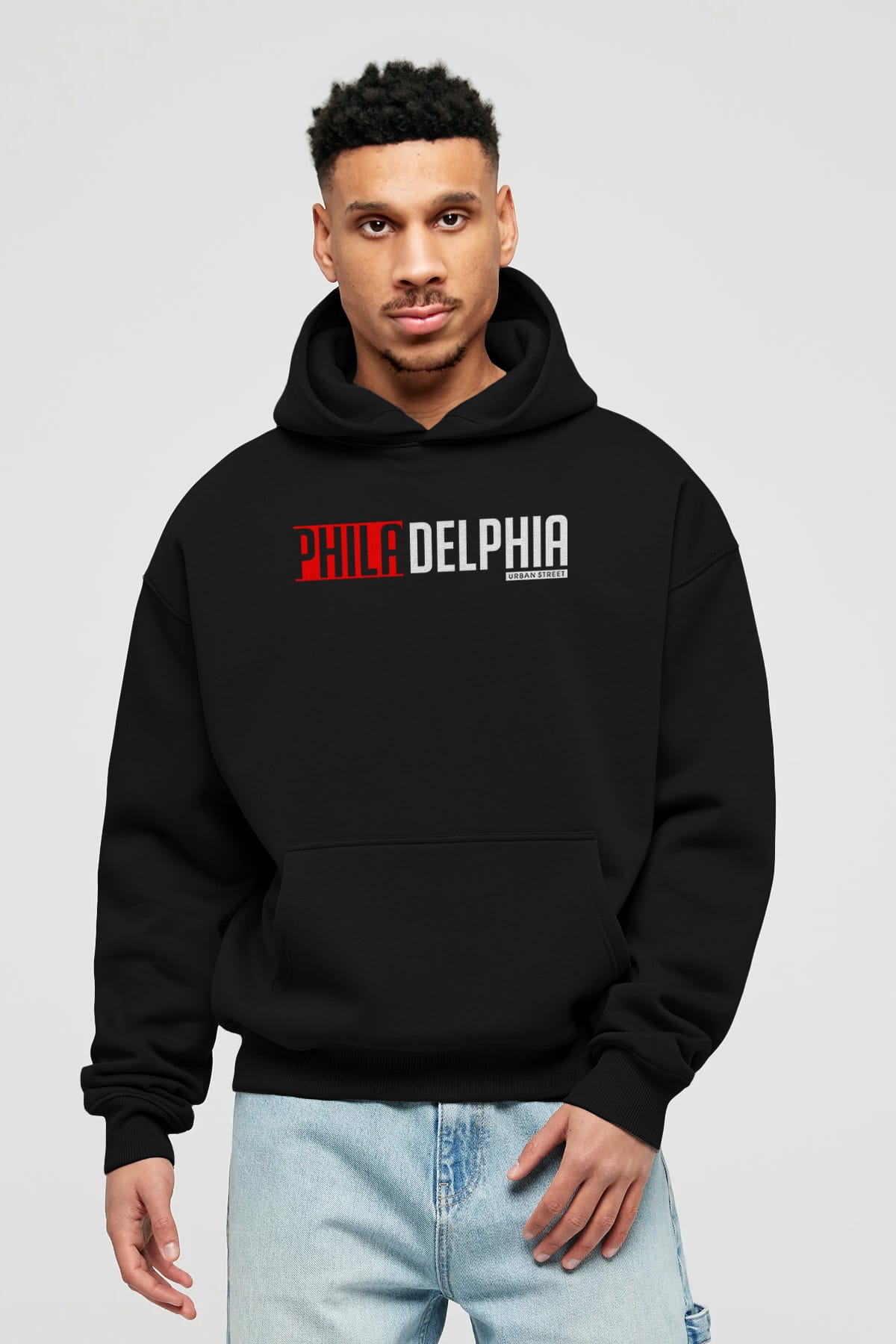 Philadelphia Ön Baskılı Oversize Hoodie Kapüşonlu Sweatshirt Erkek Kadın Unisex