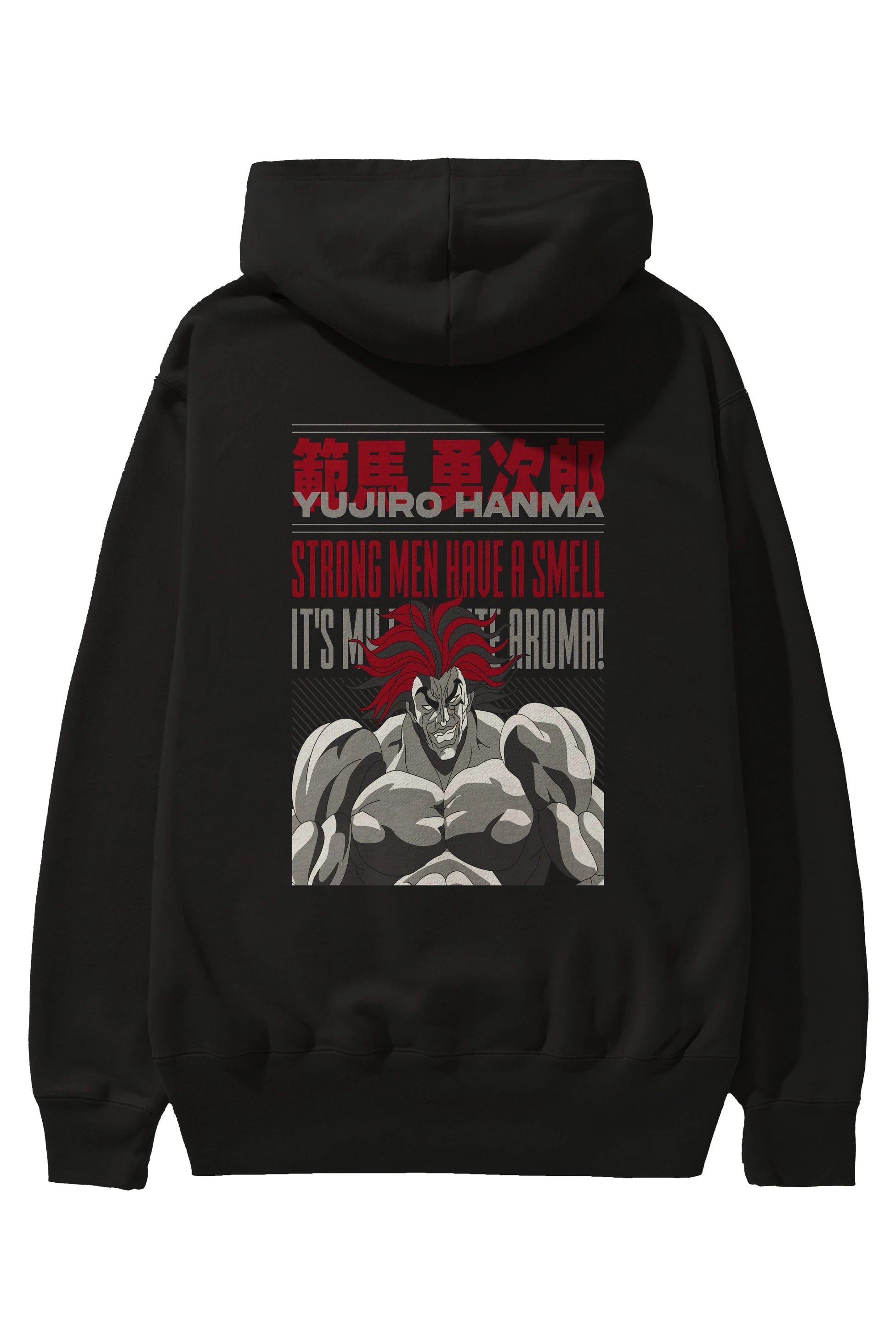 YUJIRO HANMA Anime Arka Baskılı Hoodie Oversize Kapüşonlu Sweatshirt Erkek Kadın Unisex
