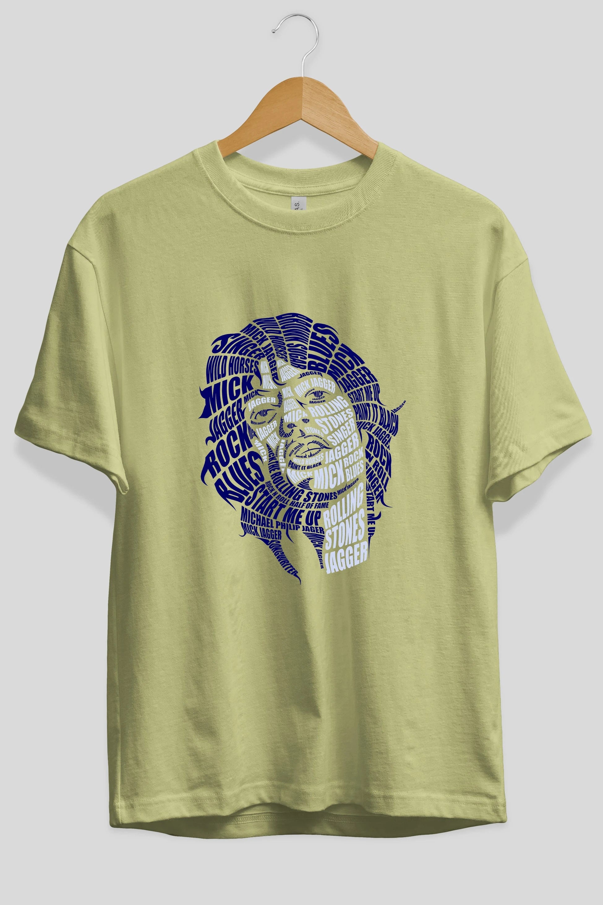 Mick Jagger Calligram Ön Baskılı Oversize t-shirt %100 pamuk Erkek Kadın Unisex