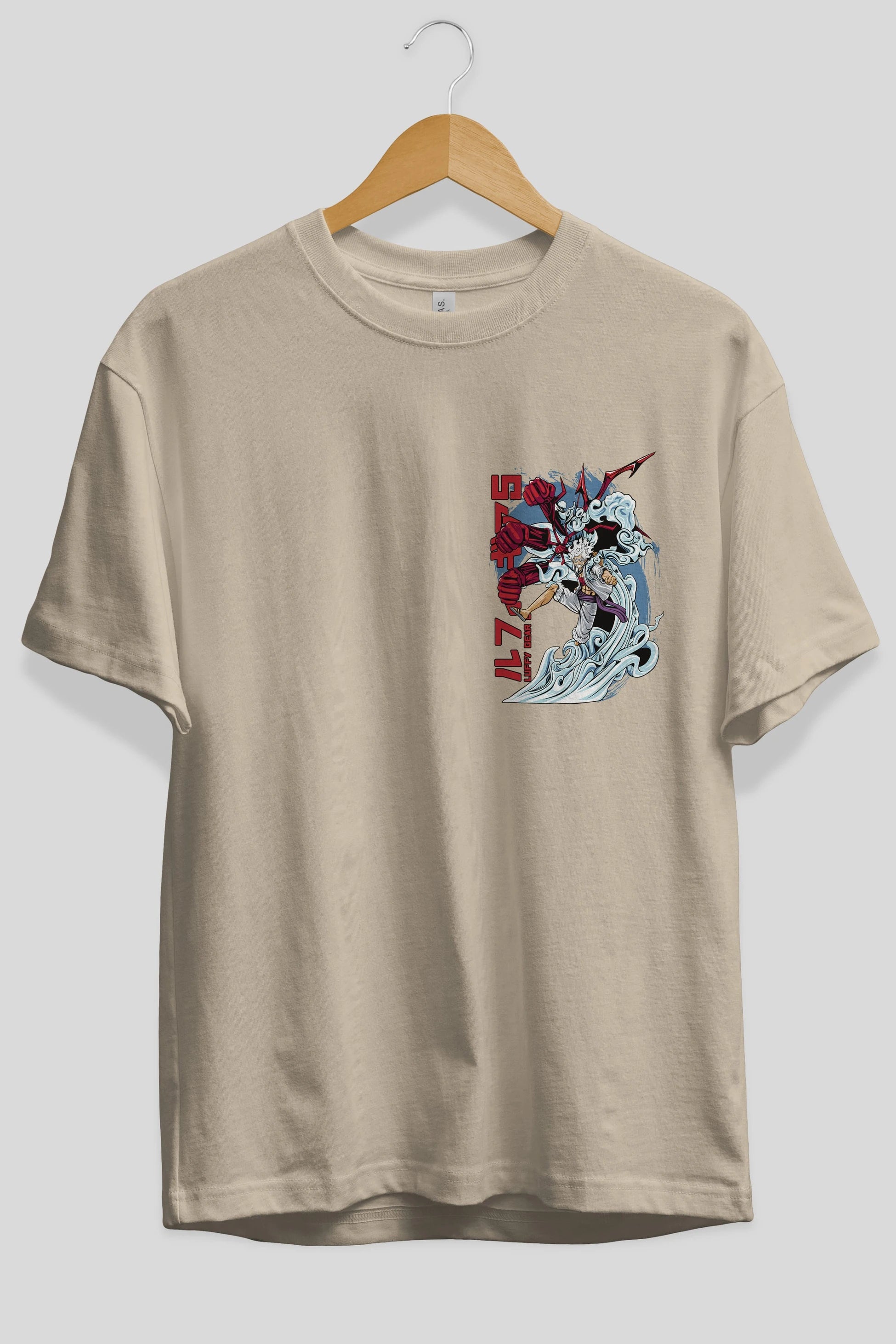 MONKEY D. LUFFY GEAR5 2 Ön Sol Baskılı Oversize t-shirt Erkek Kadın Unisex %100 Pamuk Bisiklet Yaka tişort