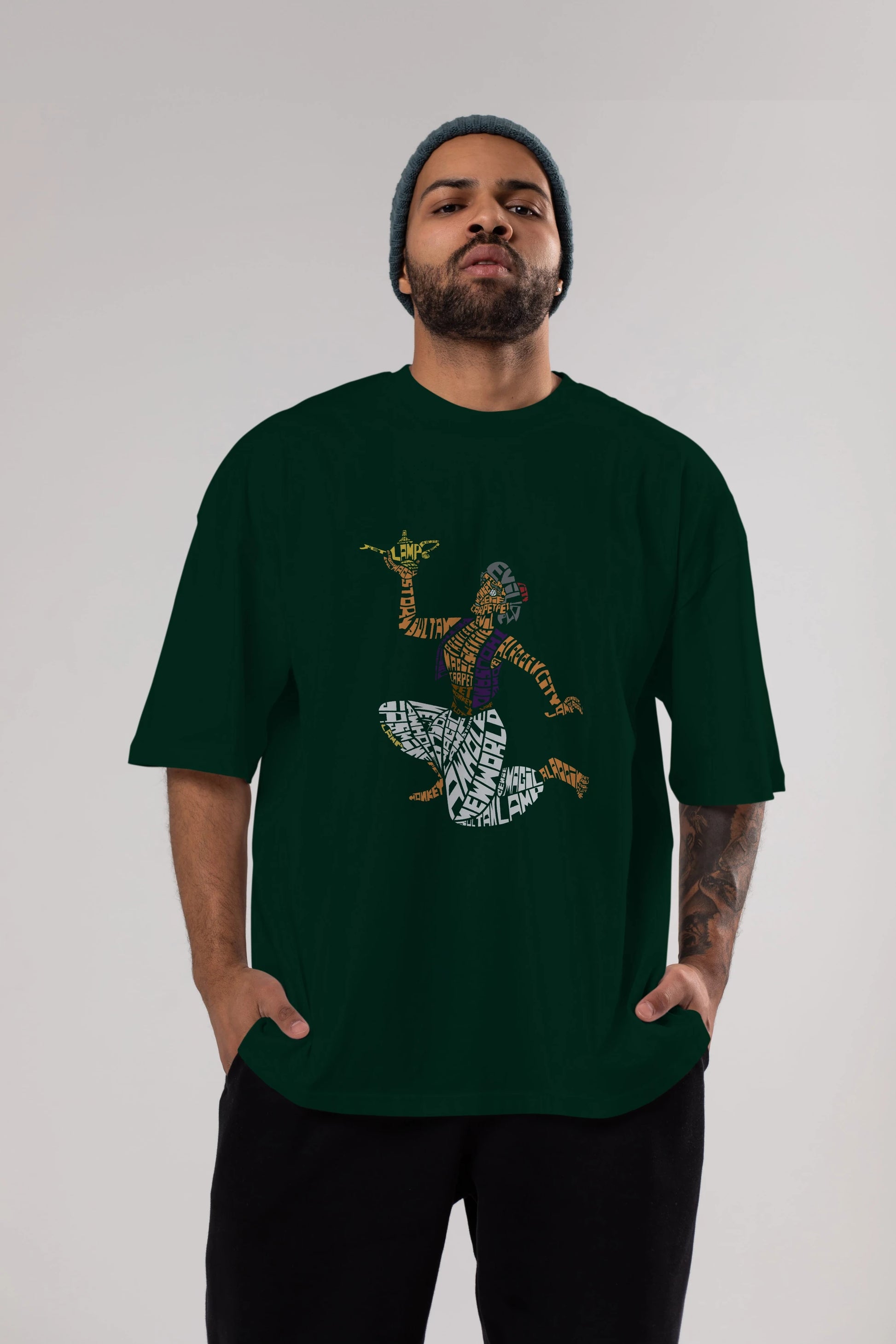 Aladdin Ön Baskılı Oversize t-shirt %100 pamuk Erkek Kadın Unisex