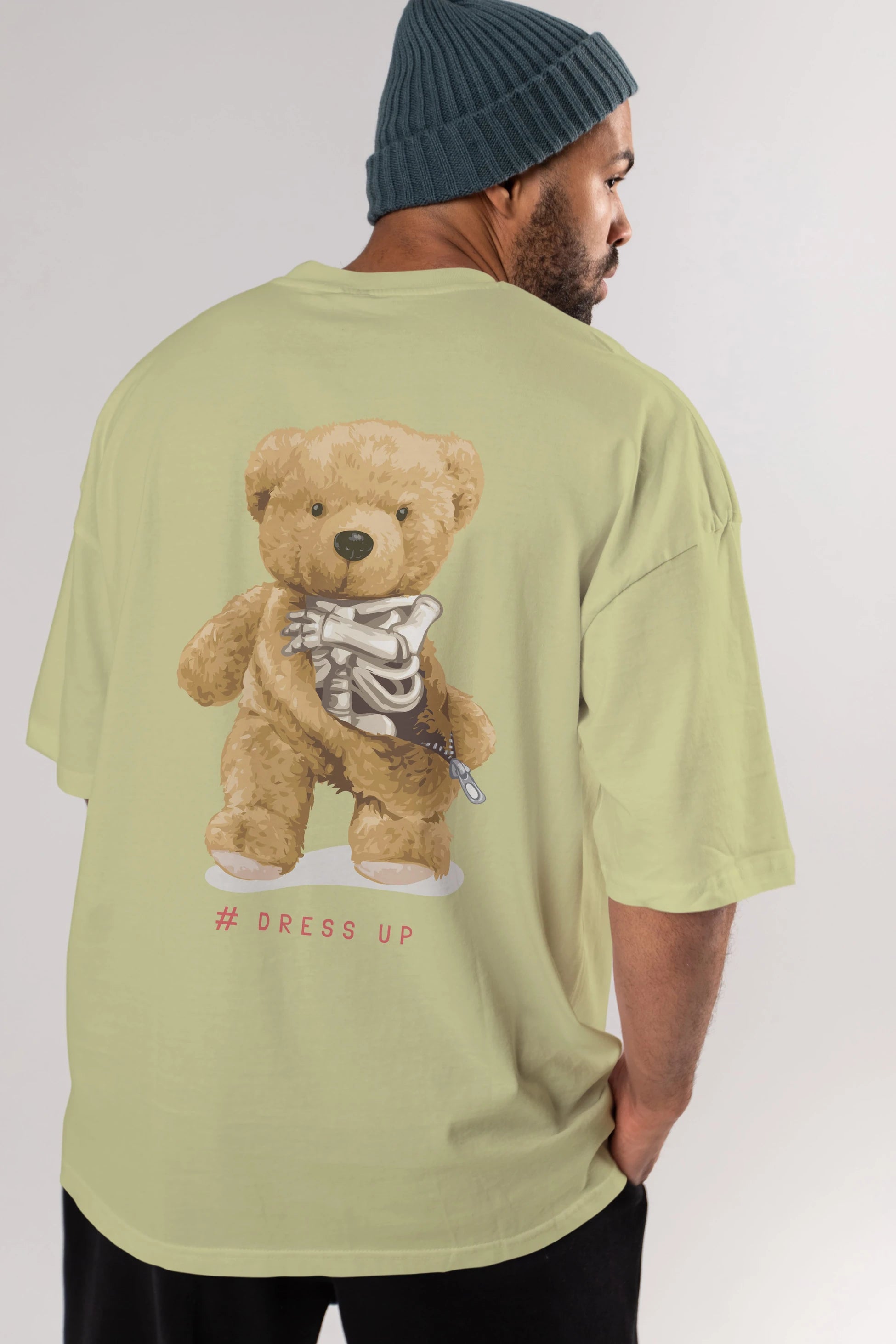 Teddy Bear Dress Up Arka Baskılı Oversize t-shirt Erkek Kadın Unisex %100 Pamuk