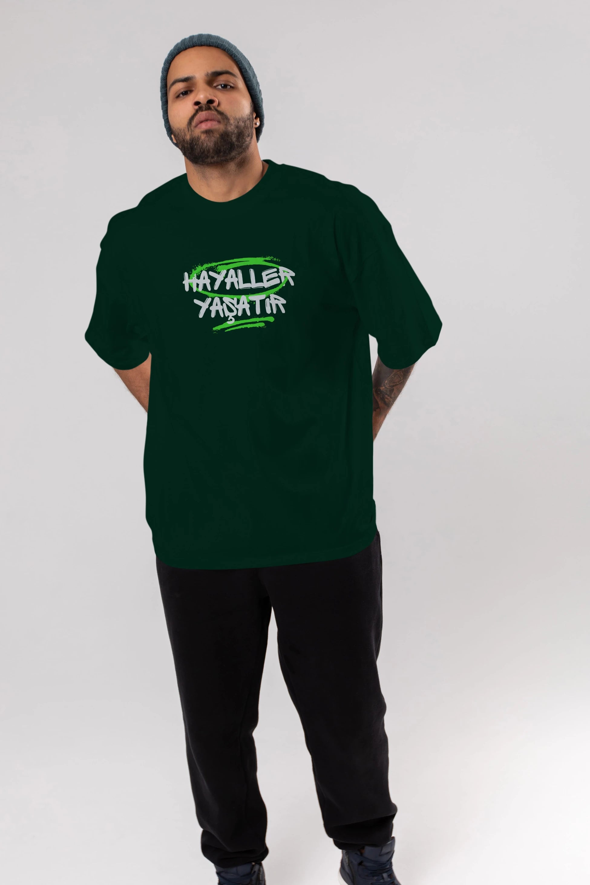 Hayaller Yaşatır Ön Baskılı Oversize t-shirt Erkek Kadın Unisex