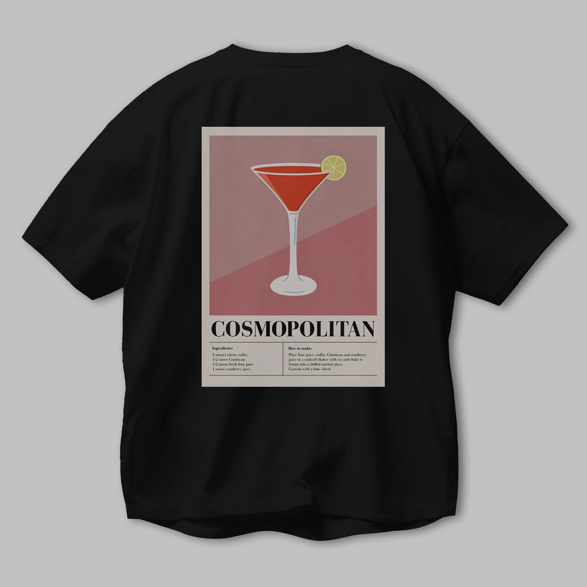 Cosmopolitan 3 Arka Baskılı Oversize t-shirt Erkek Kadın Unisex %100 Pamuk Bisiklet Yaka tişort