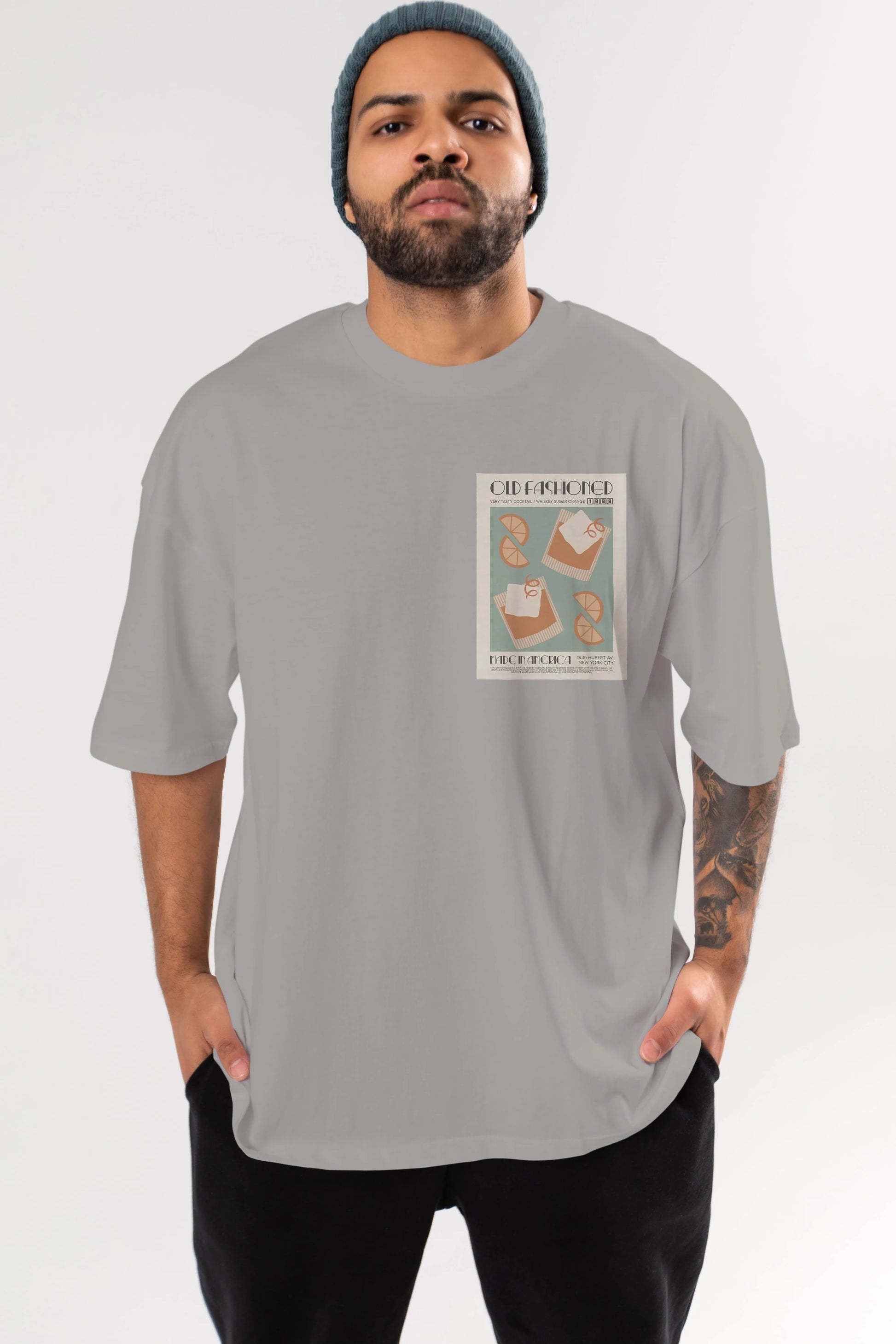 Old Fashioned 2 Ön Sol Baskılı Oversize t-shirt Erkek Kadın Unisex %100 Pamuk Bisiklet Yaka tişort