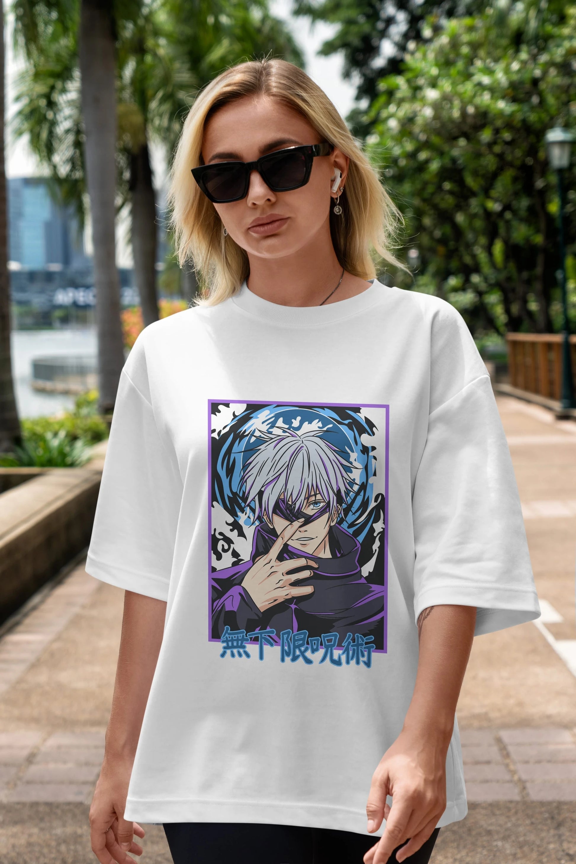SATORU GOJO 3 Anime Ön Baskılı Oversize t-shirt %100 pamuk Erkek Kadın Unisex