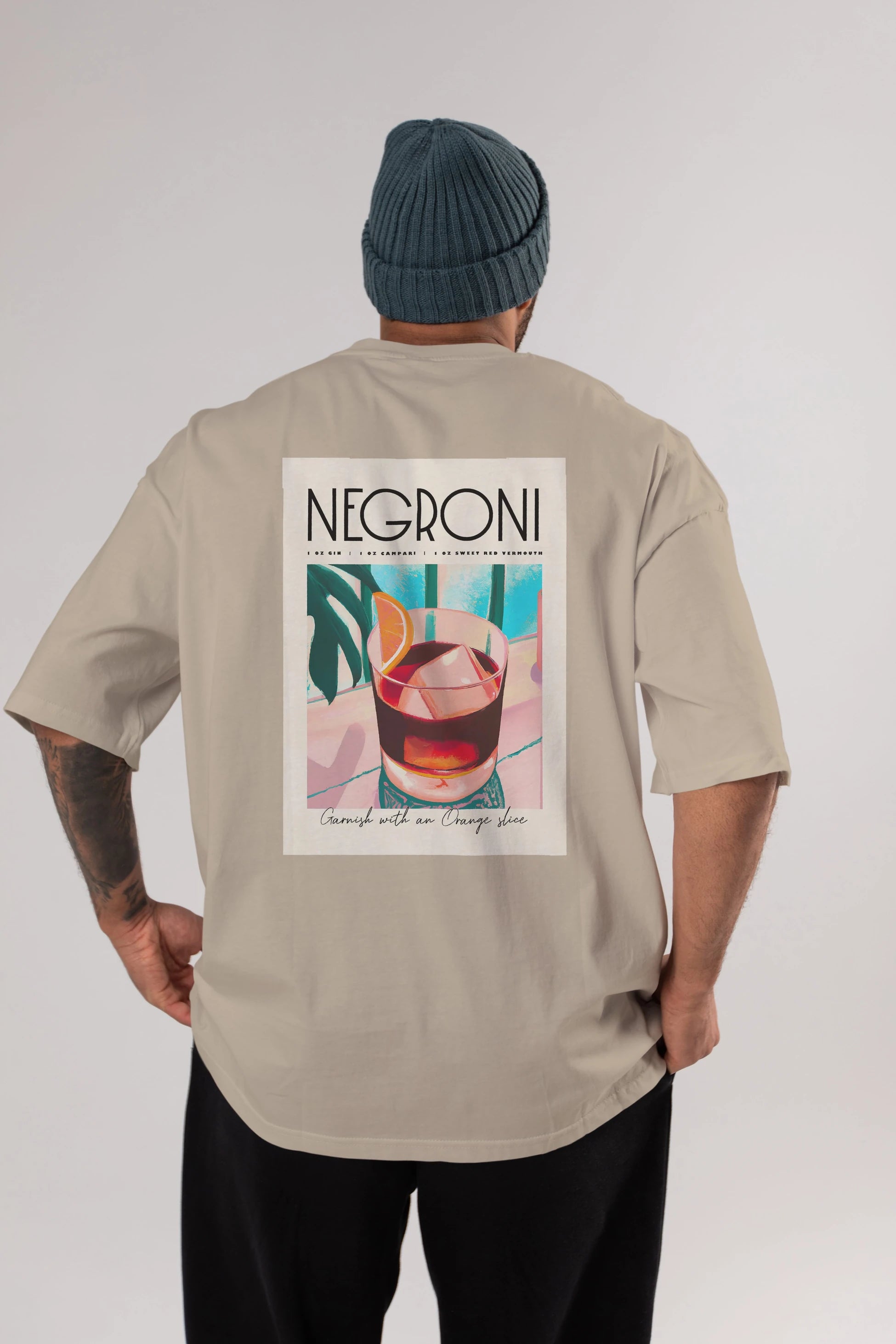 Negroni 4 Arka Baskılı Oversize t-shirt Erkek Kadın Unisex %100 Pamuk Bisiklet Yaka tişort