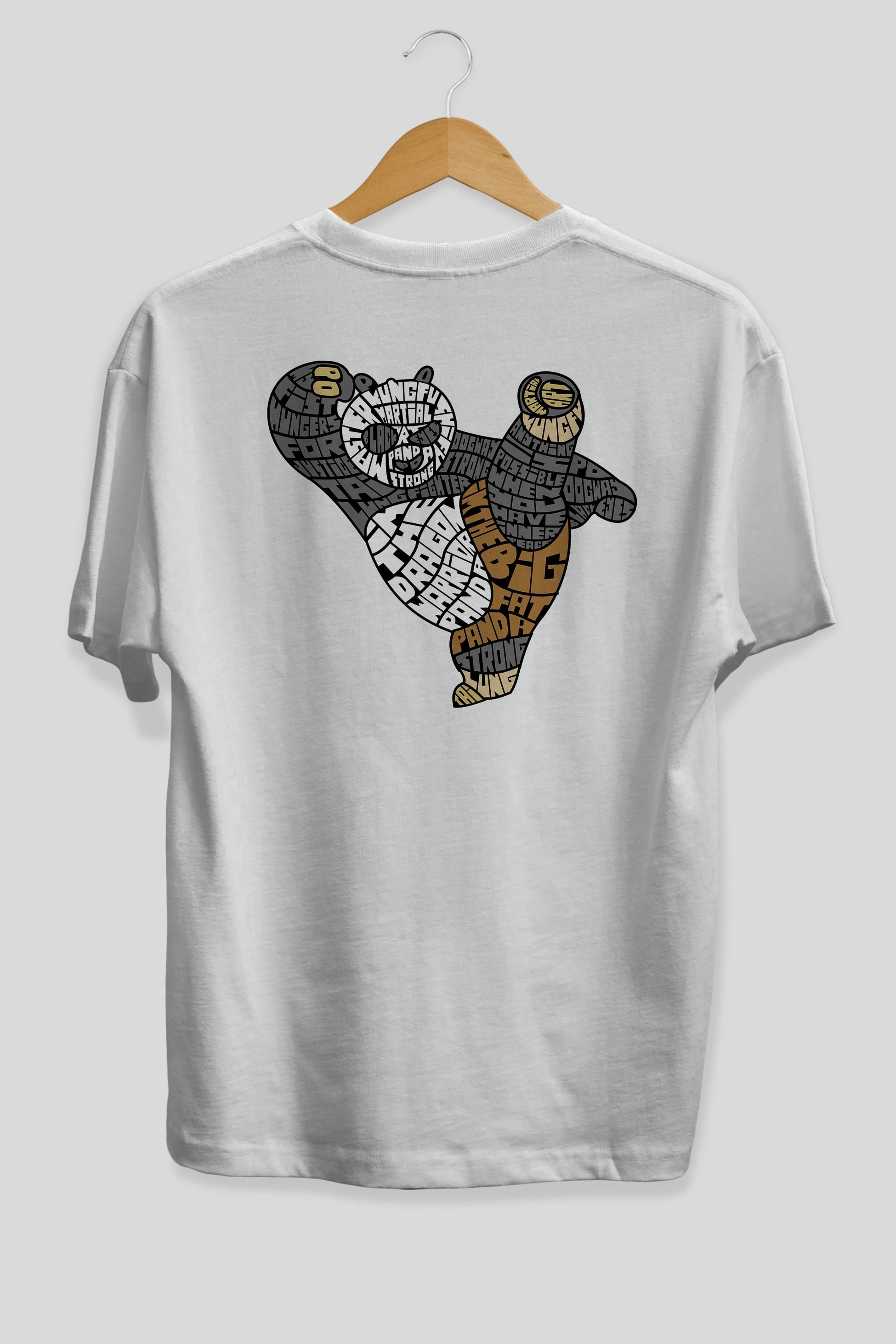Warrior Panda Arka Baskılı Oversize t-shirt %100 pamuk Erkek Kadın Unisex