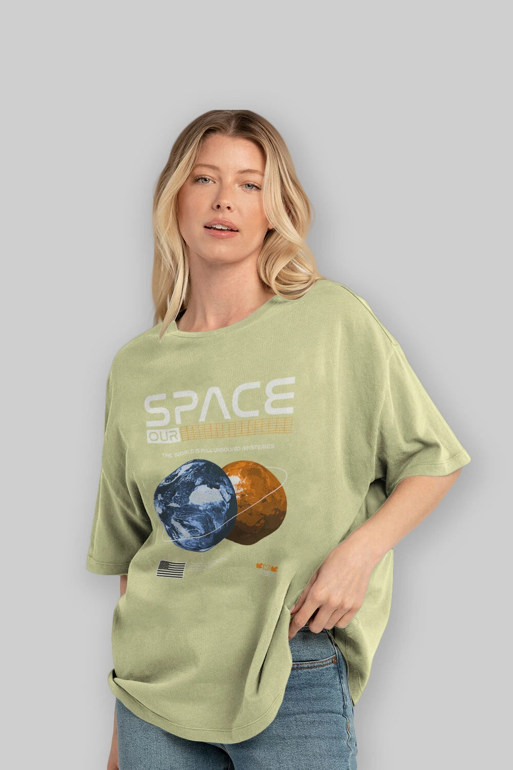 Space Our Ön Baskılı Oversize t-shirt Erkek Kadın Unisex