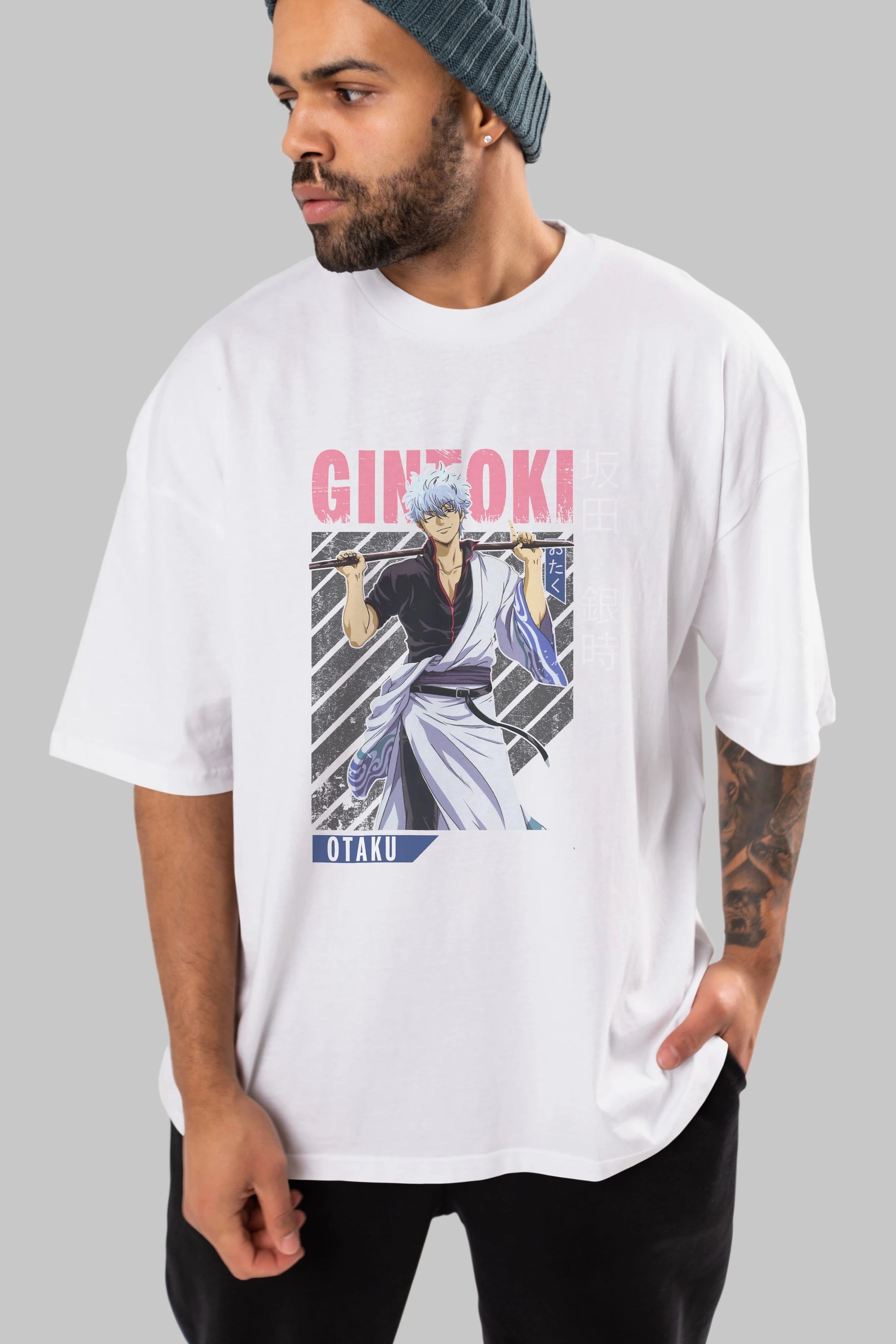 Gintoki Sakata GINTAMA 3 Anime Ön Baskılı Oversize t-shirt %100 pamuk Erkek Kadın Unisex