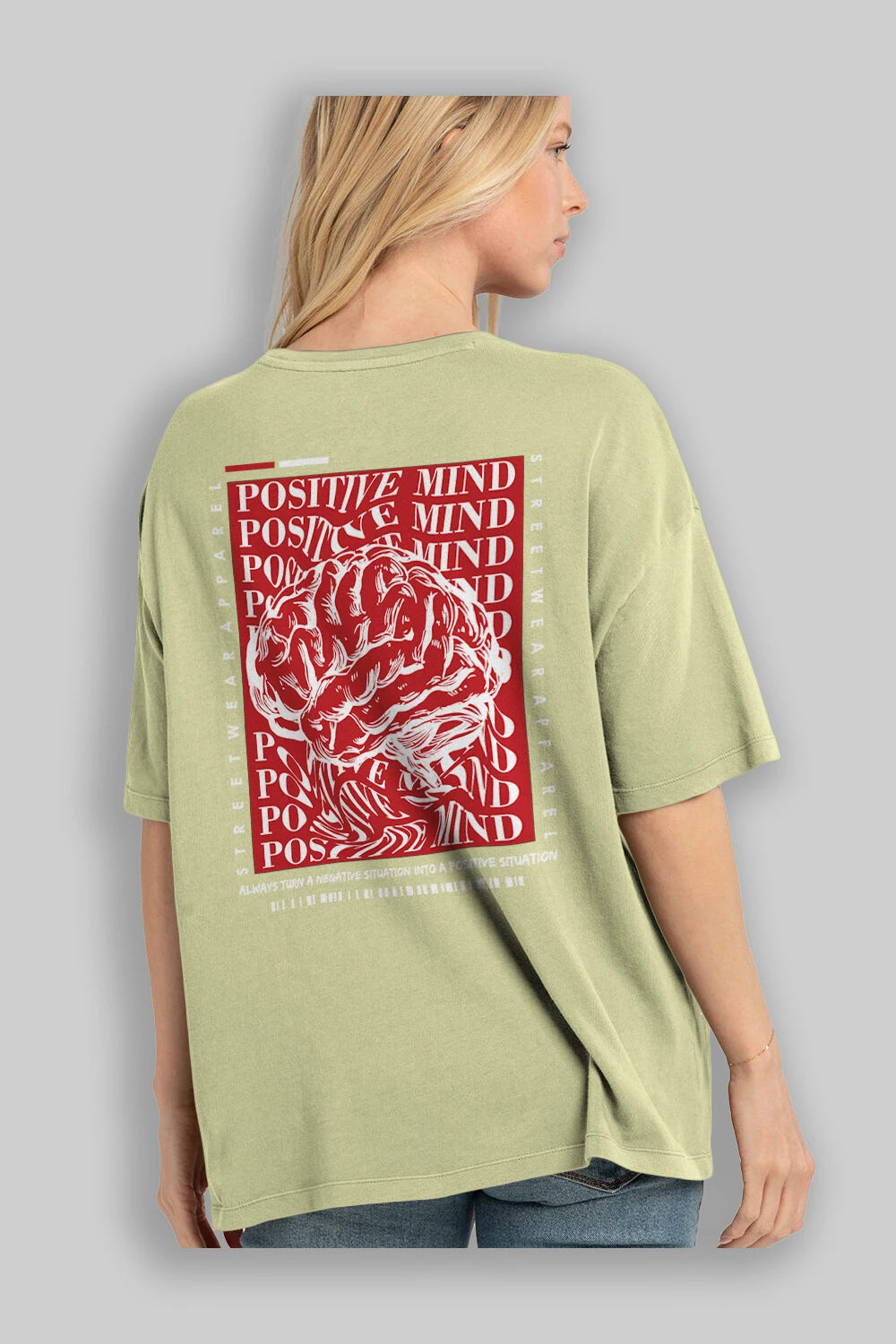 Positive Mind Arka Baskılı Oversize t-shirt Erkek Kadın Unisex
