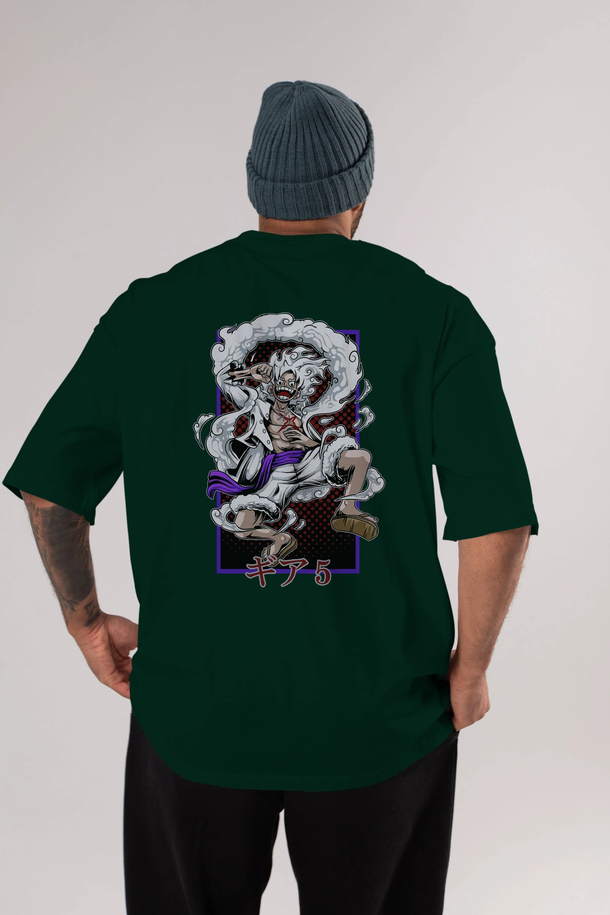 LUFFY GEAR 5 RECUADRO Anime Arka Baskılı Oversize t-shirt Erkek Kadın Unisex
