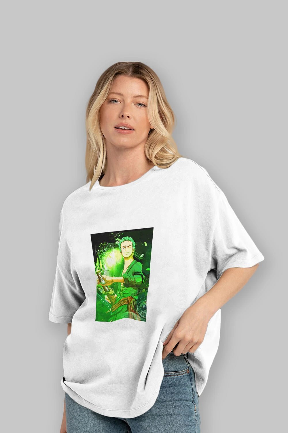 Roronoa Zoro 5 Anime Ön Baskılı Oversize t-shirt Erkek Kadın Unisex