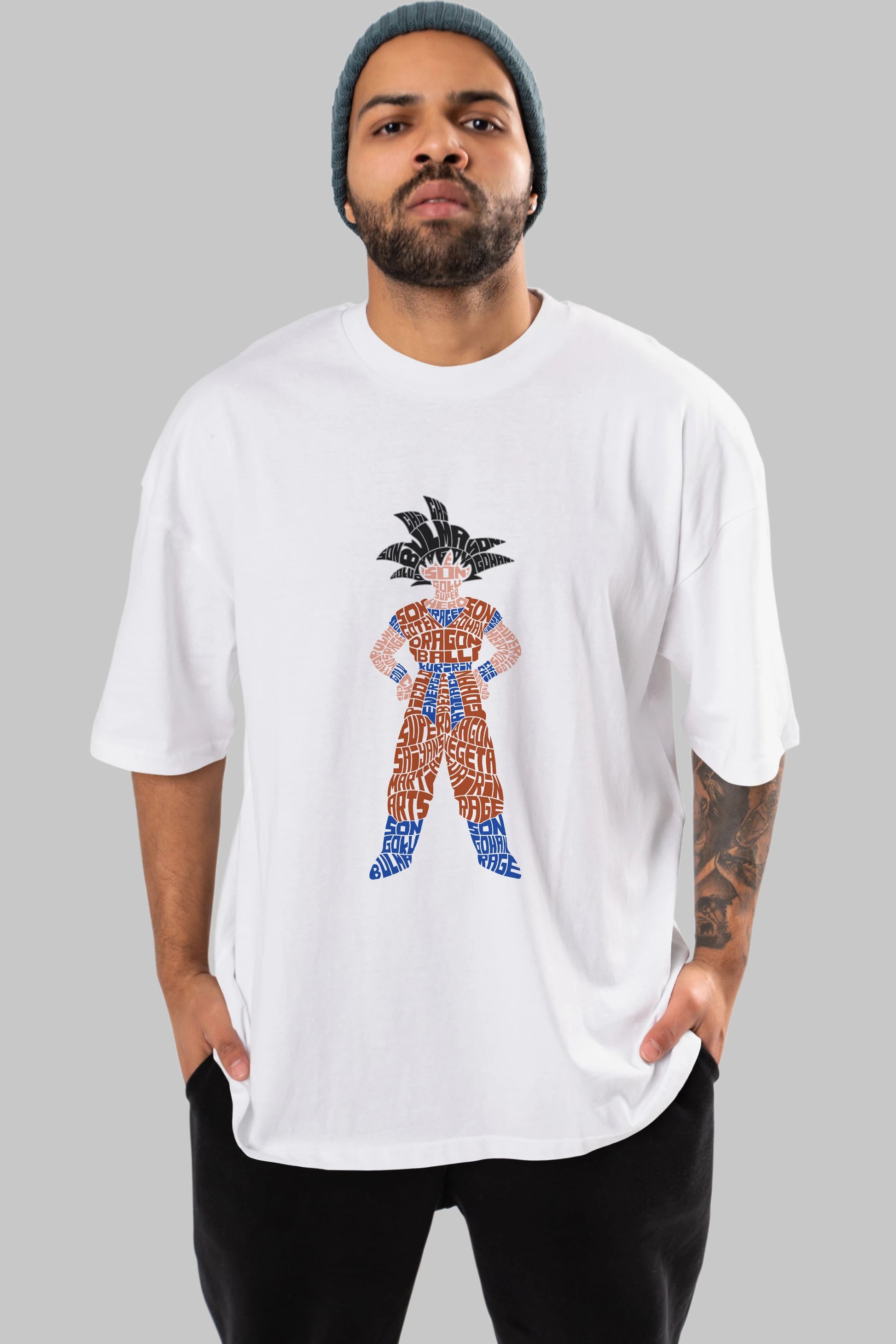 Goku Ön Baskılı Oversize t-shirt %100 pamuk Erkek Kadın Unisex