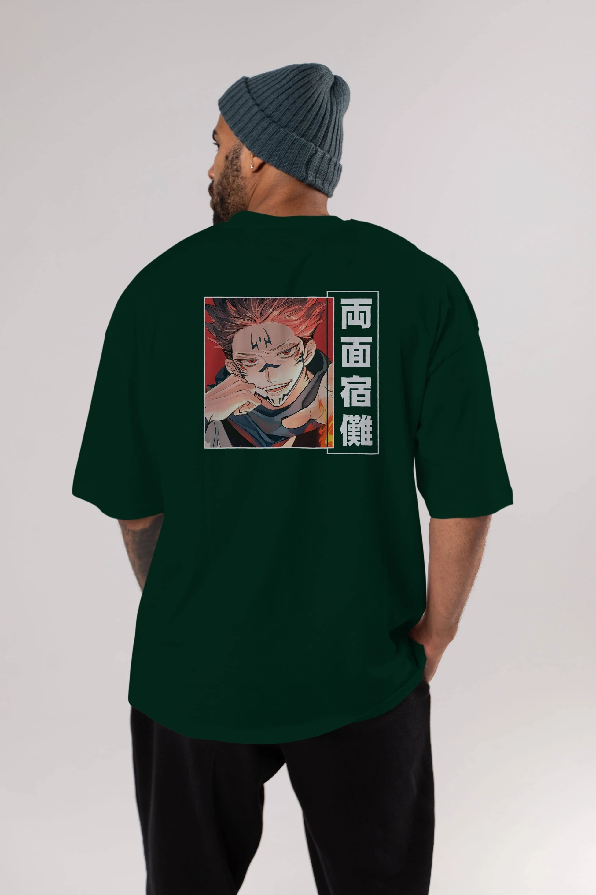 Sukuna Ryoumen 4 Anime Arka Baskılı Oversize t-shirt Erkek Kadın Unisex