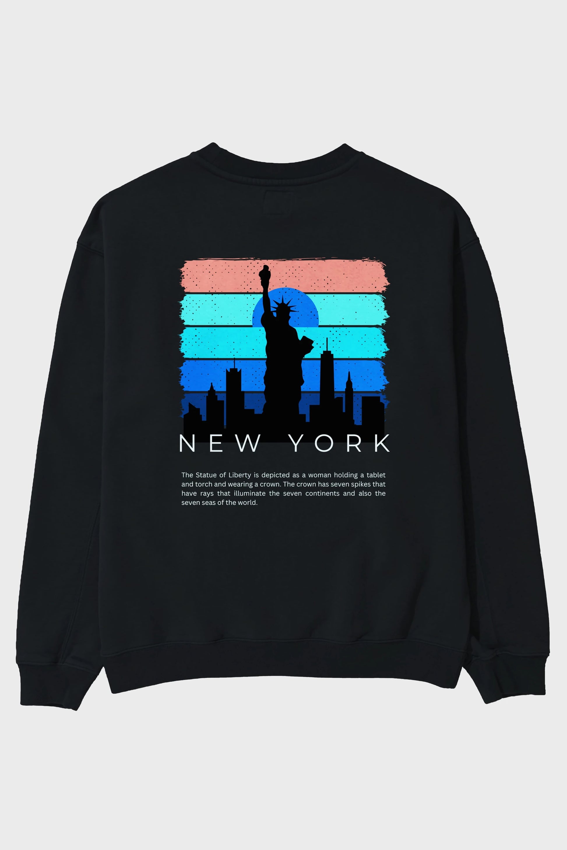 New York Yazılı Arka Baskılı Oversize Sweatshirt Erkek Kadın Unisex