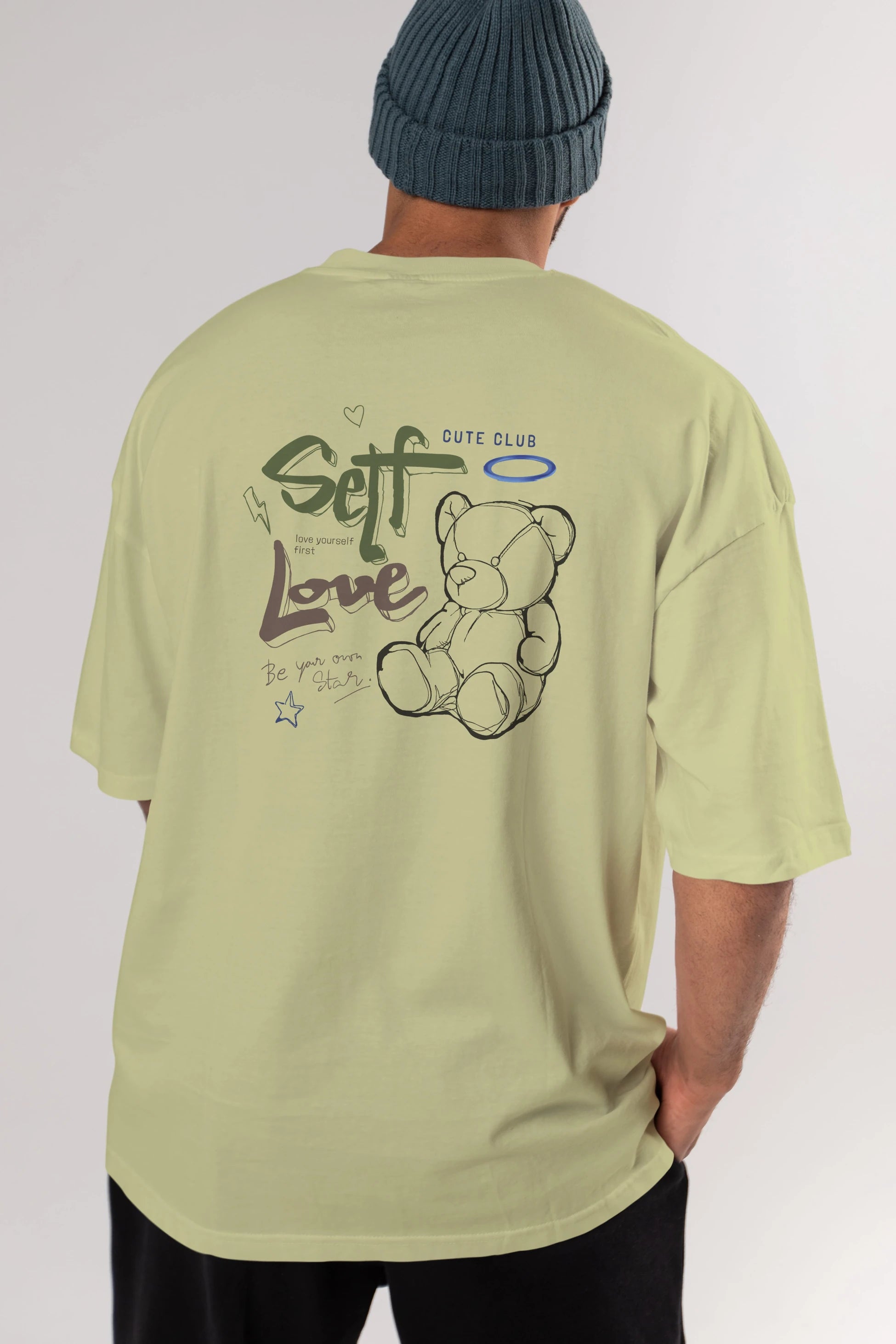 Self Love Bear Arka Baskılı Oversize t-shirt Erkek Kadın Unisex