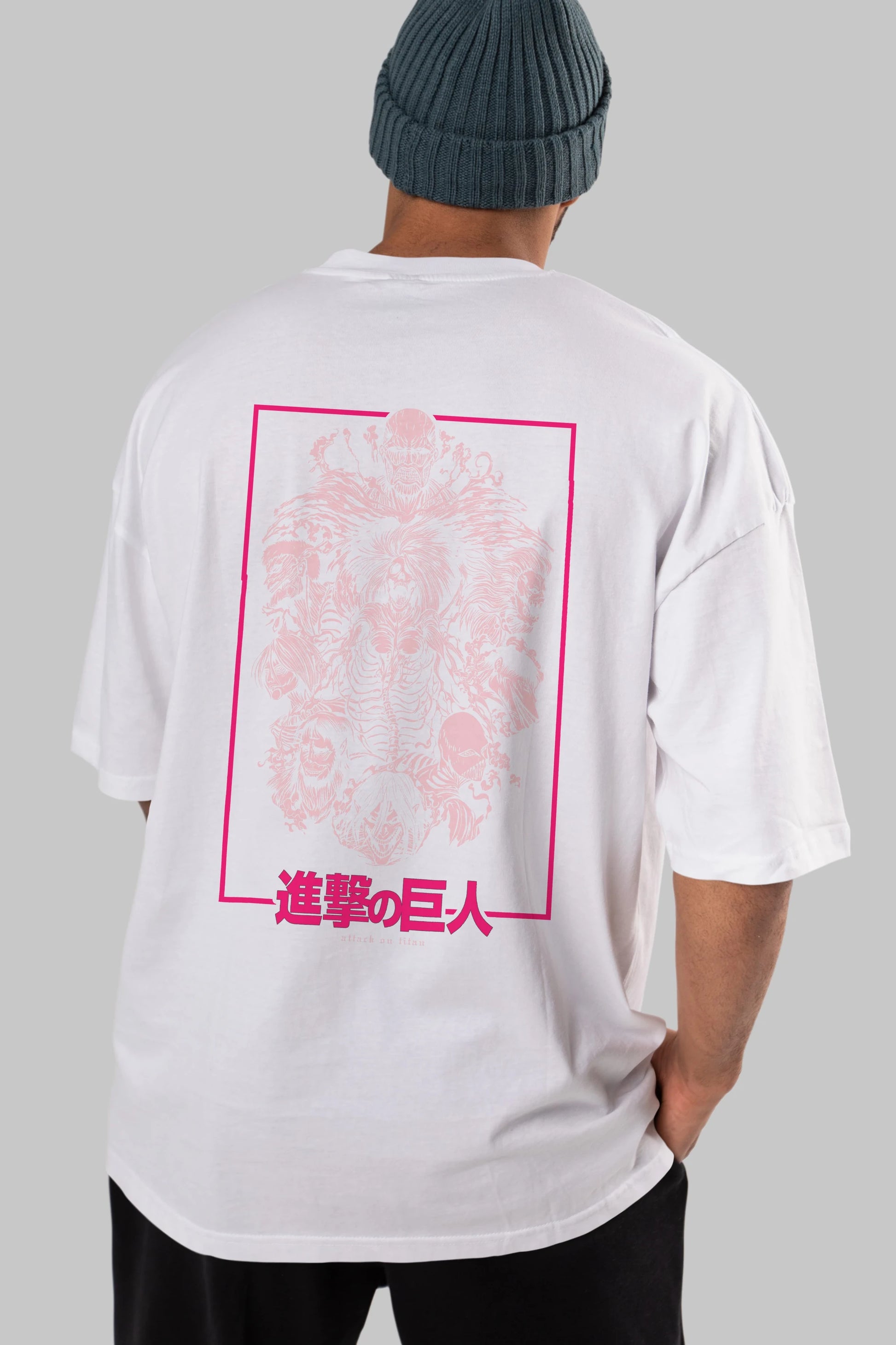 ATTACK ON TITANS Anime Arka Baskılı Oversize t-shirt Erkek Kadın Unisex