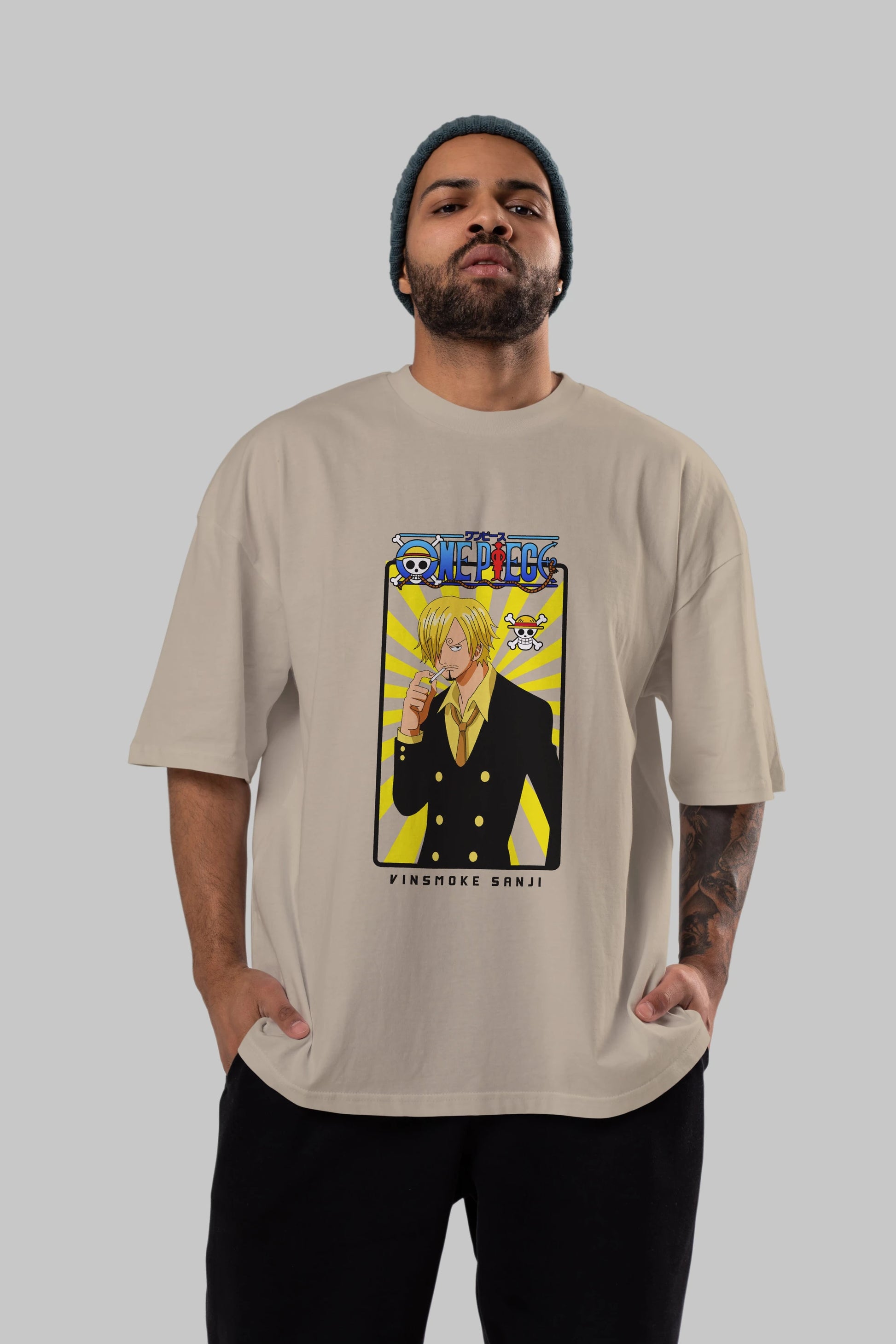 Sanji 4 Anime Ön Baskılı Oversize t-shirt Erkek Kadın Unisex
