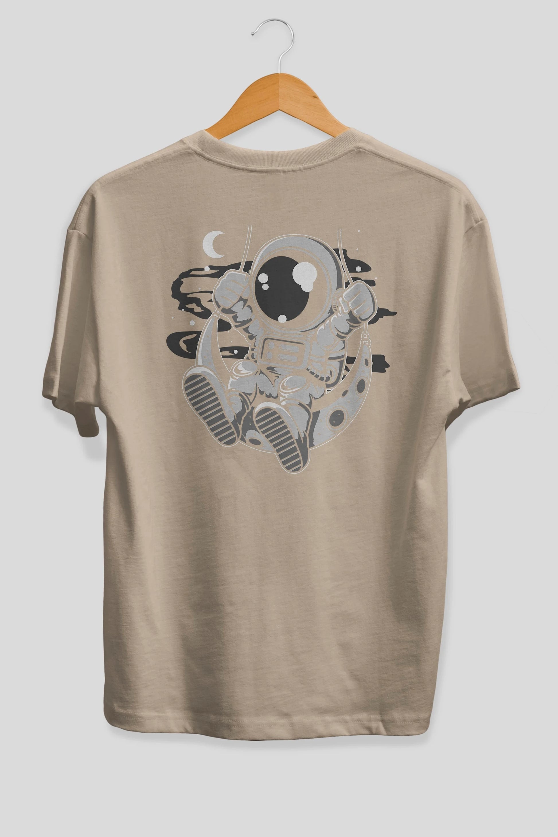 Astronaut Moon Swinger Arka Baskılı Oversize t-shirt Erkek Kadın Unisex