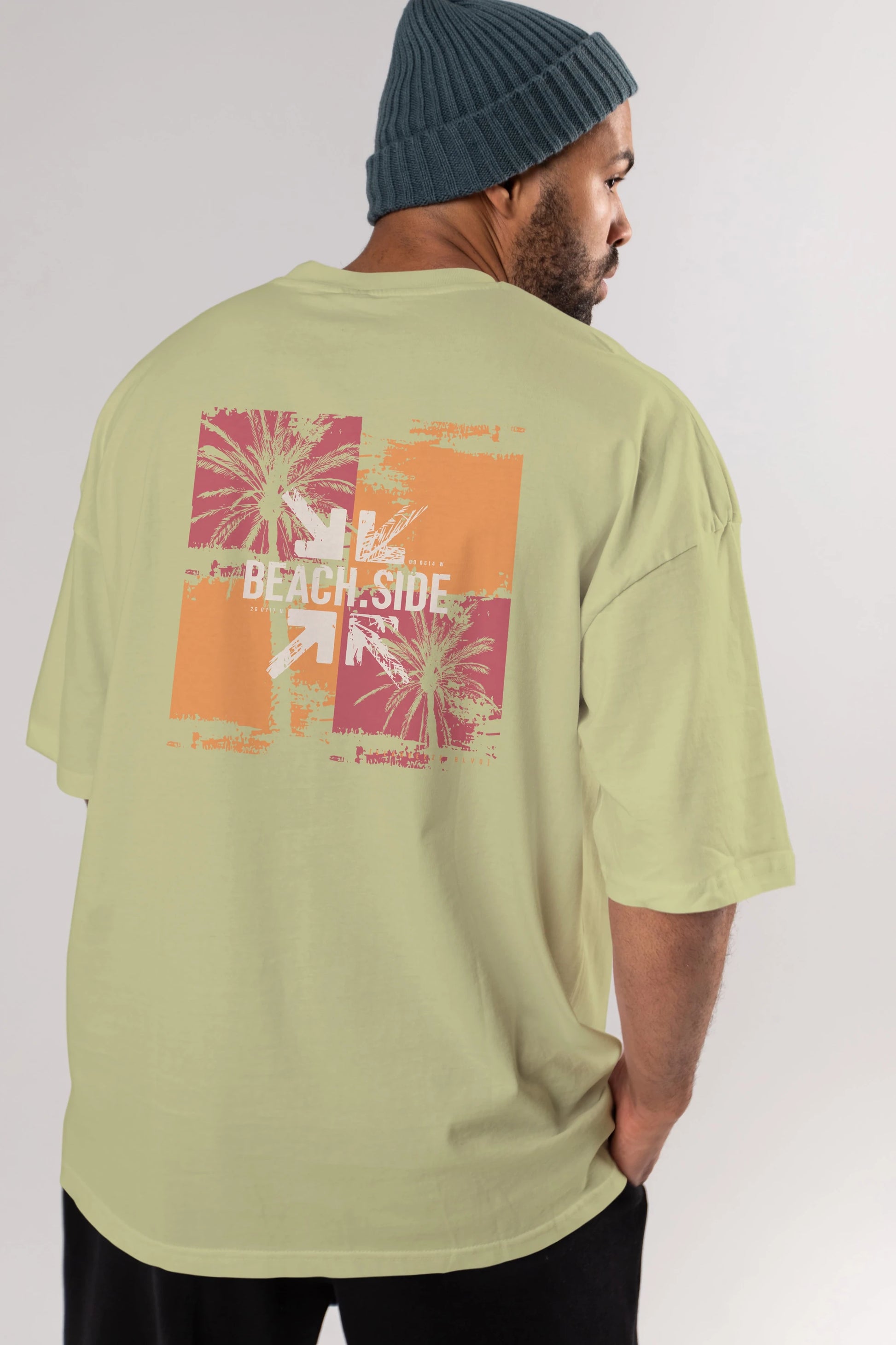Beach Side Arka Baskılı Oversize t-shirt Erkek Kadın Unisex